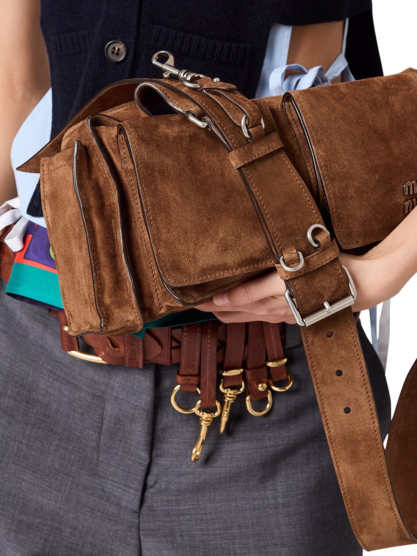 Оригінальна Utilitaire Shoulder Bag In Suede Leather Miu miu – збільшений вид