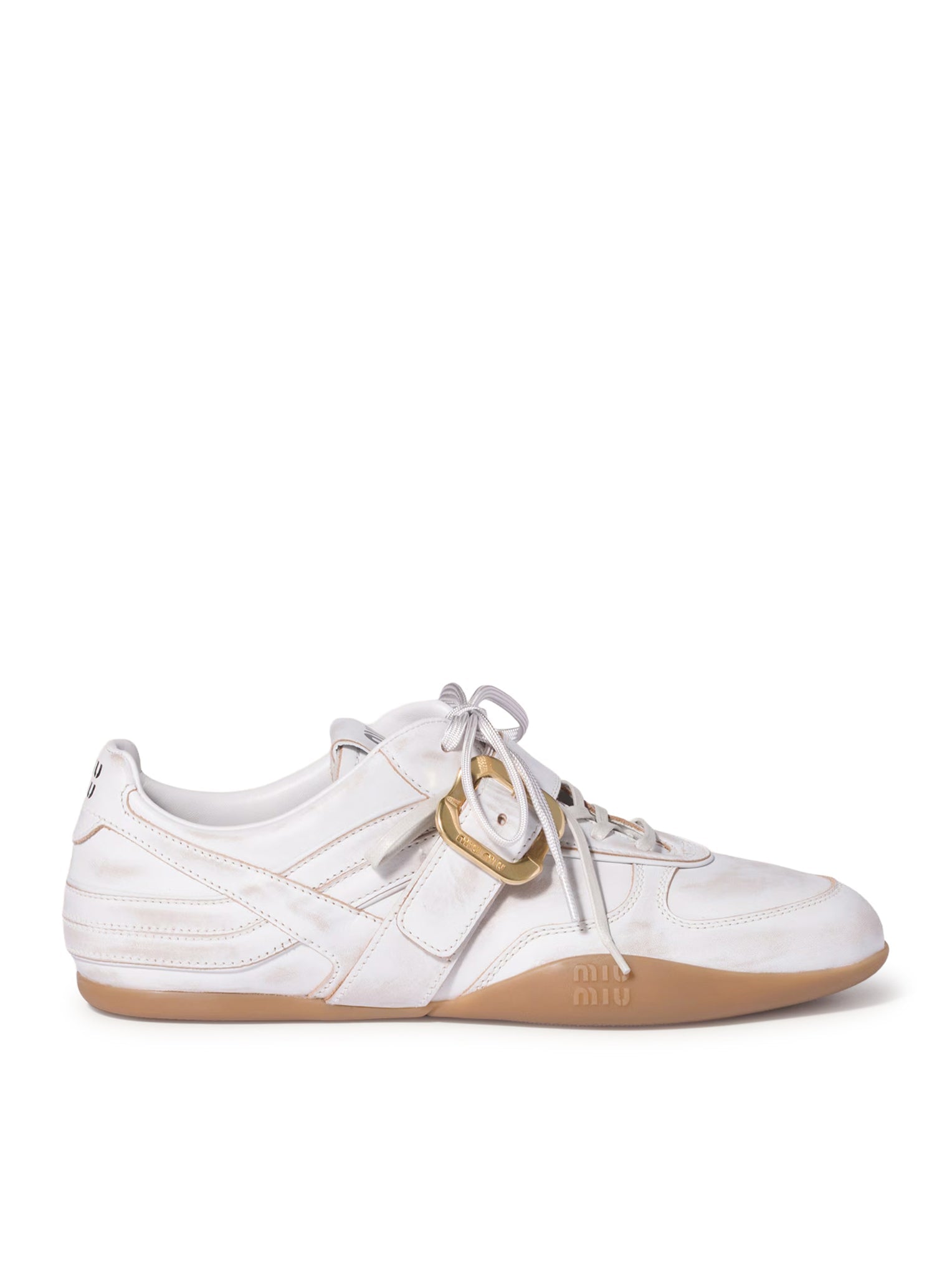 Gymnasium Leather Sneakers With Buckle Miu miu – Гарантія оригінальності – боковий вид