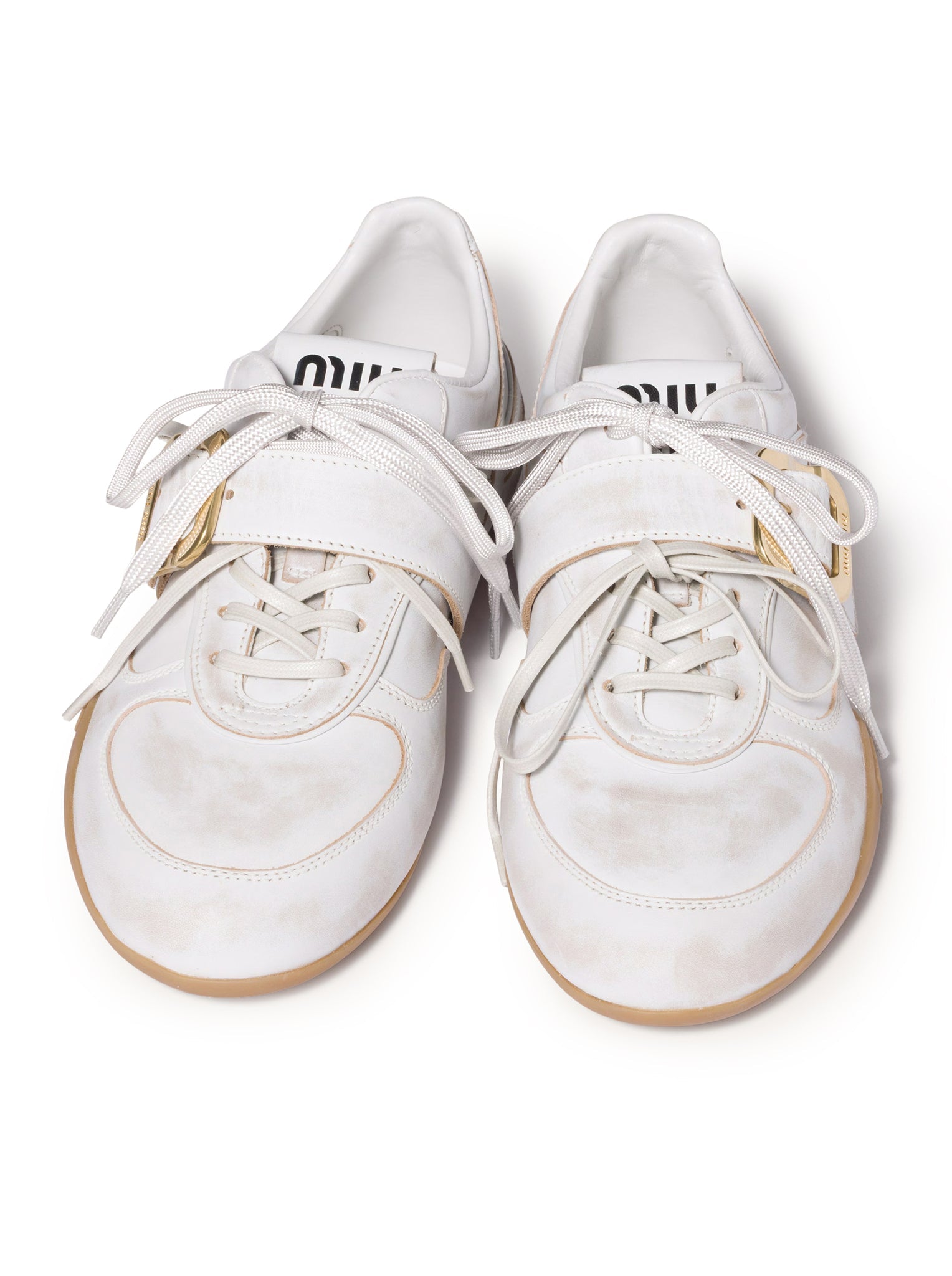 Gymnasium Leather Sneakers With Buckle Miu miu – Гарантія оригінальності – детальний вид
