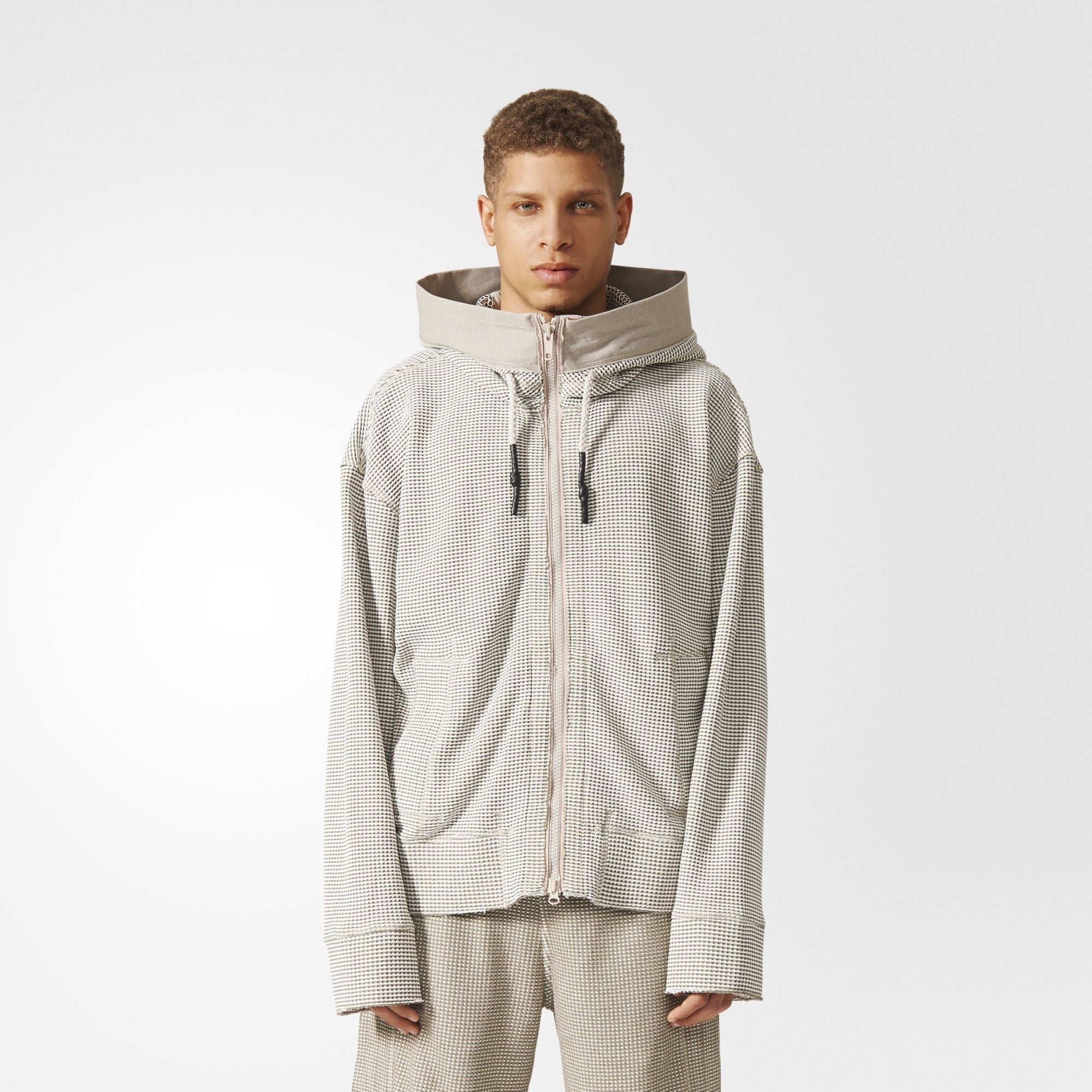 Оригінальна Day One Waffle Hooded Track Top Jacket Mens Creme Adidas – детальний вид