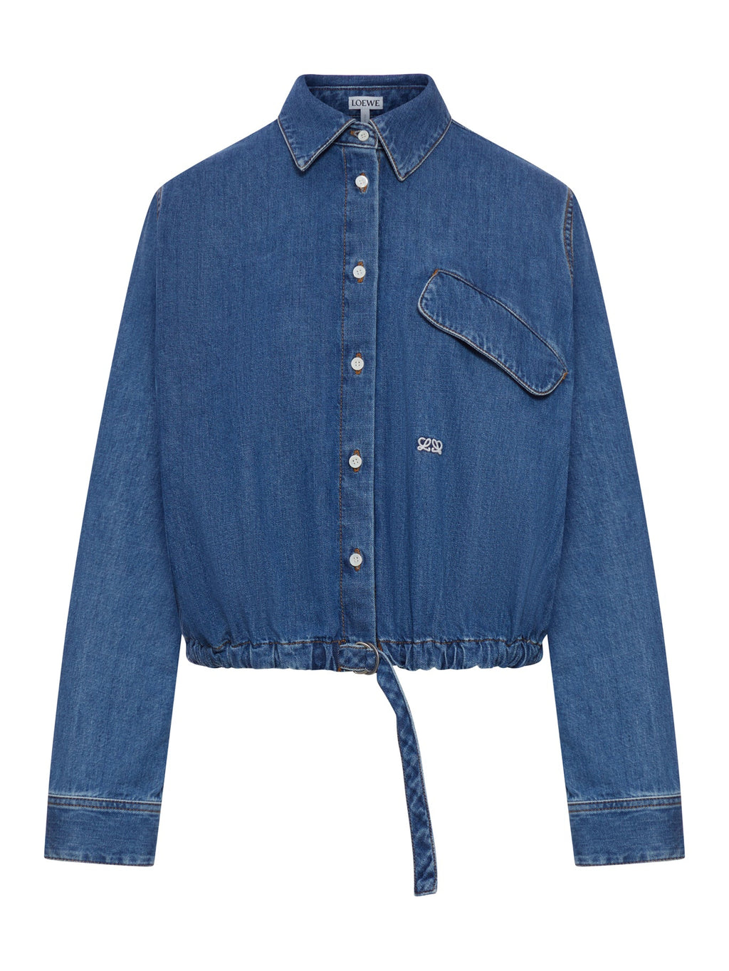 Cropped Denim Shirt With Drawstring At The Bottom Loewe оригінал – Купити в Україні – боковий вид