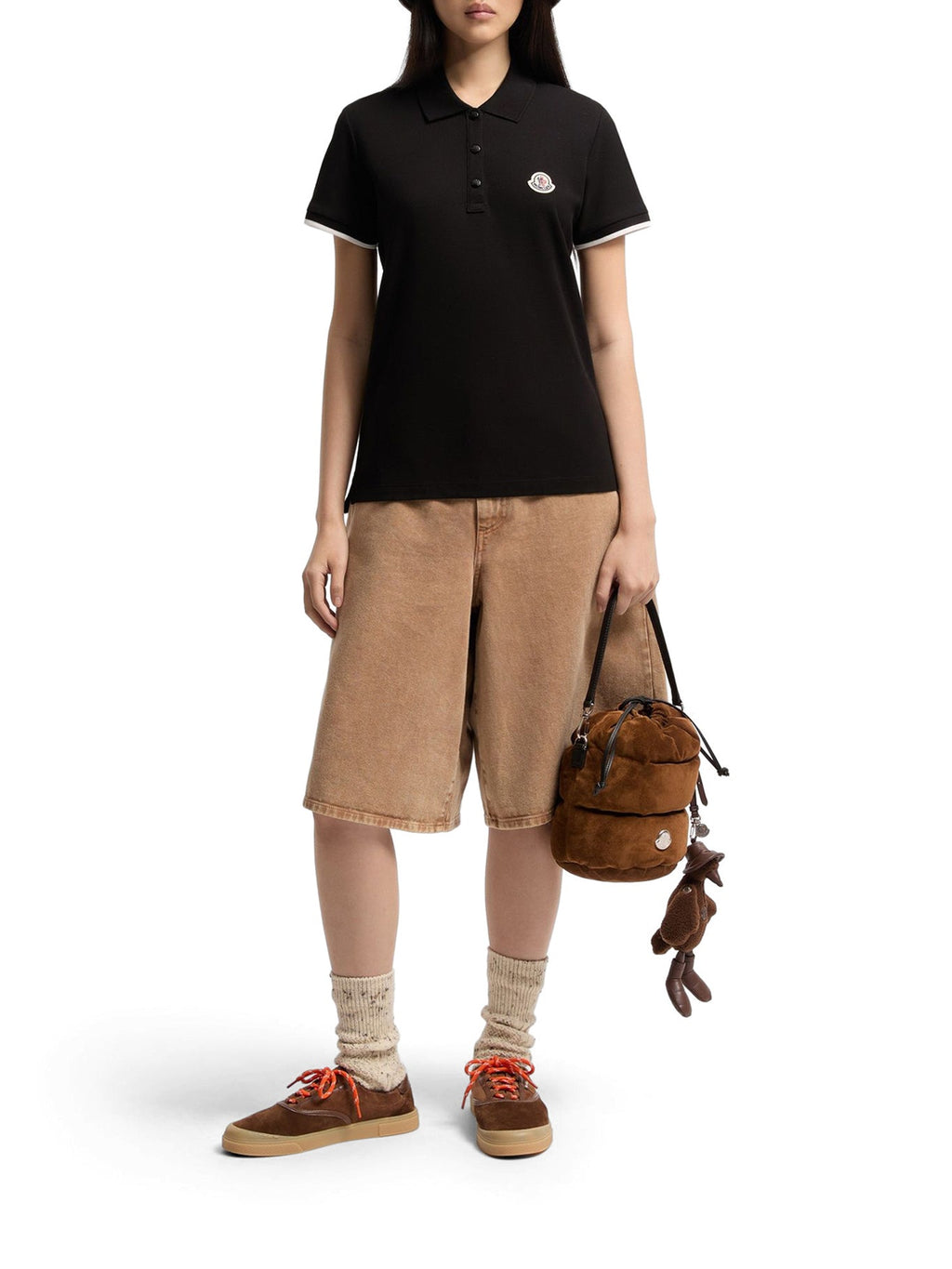 Cotton Piquet Polo Shirt With Logo Moncler – Гарантія оригінальності – вид ззаду