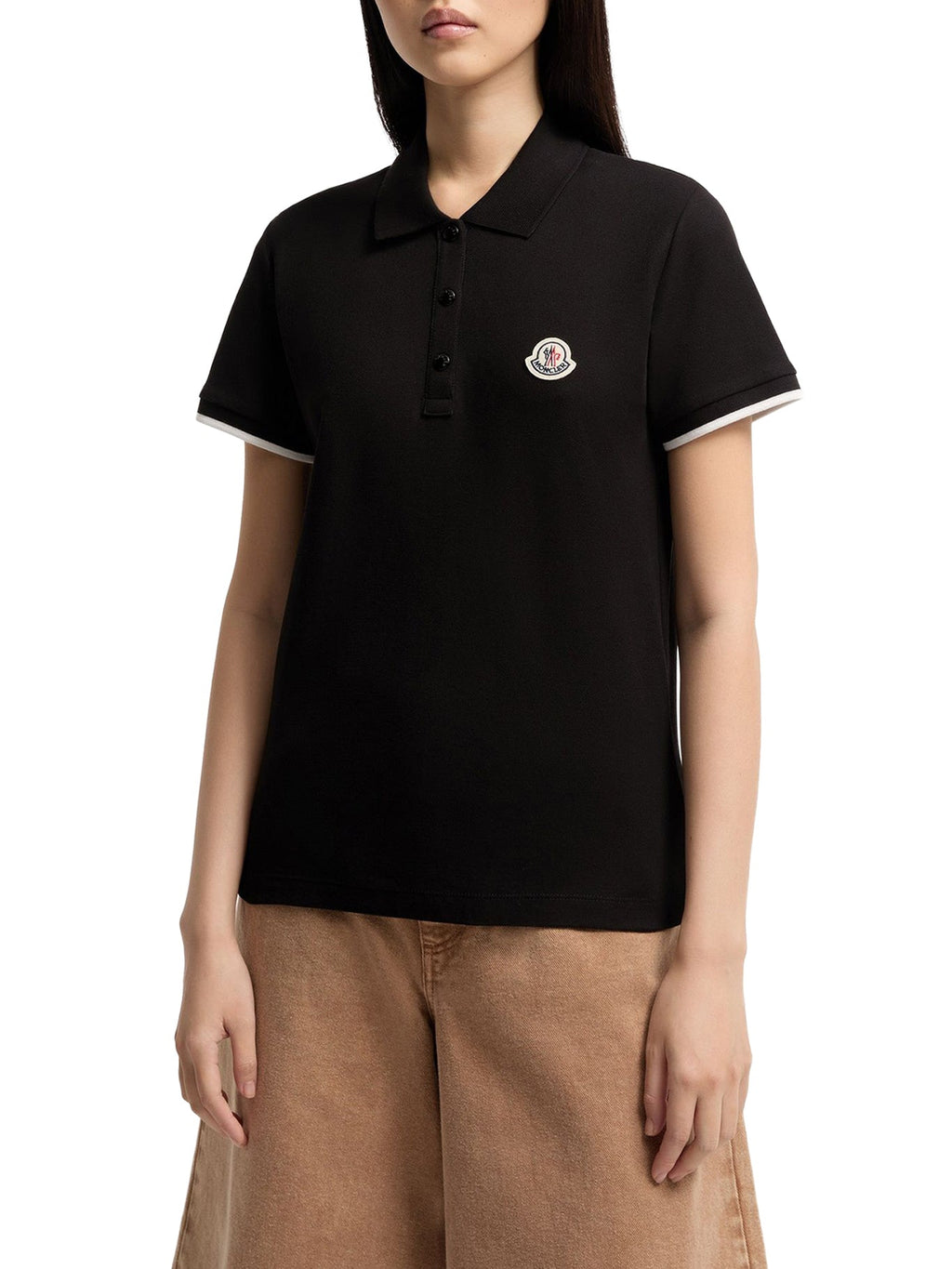 Cotton Piquet Polo Shirt With Logo Moncler – Гарантія оригінальності – детальний вид