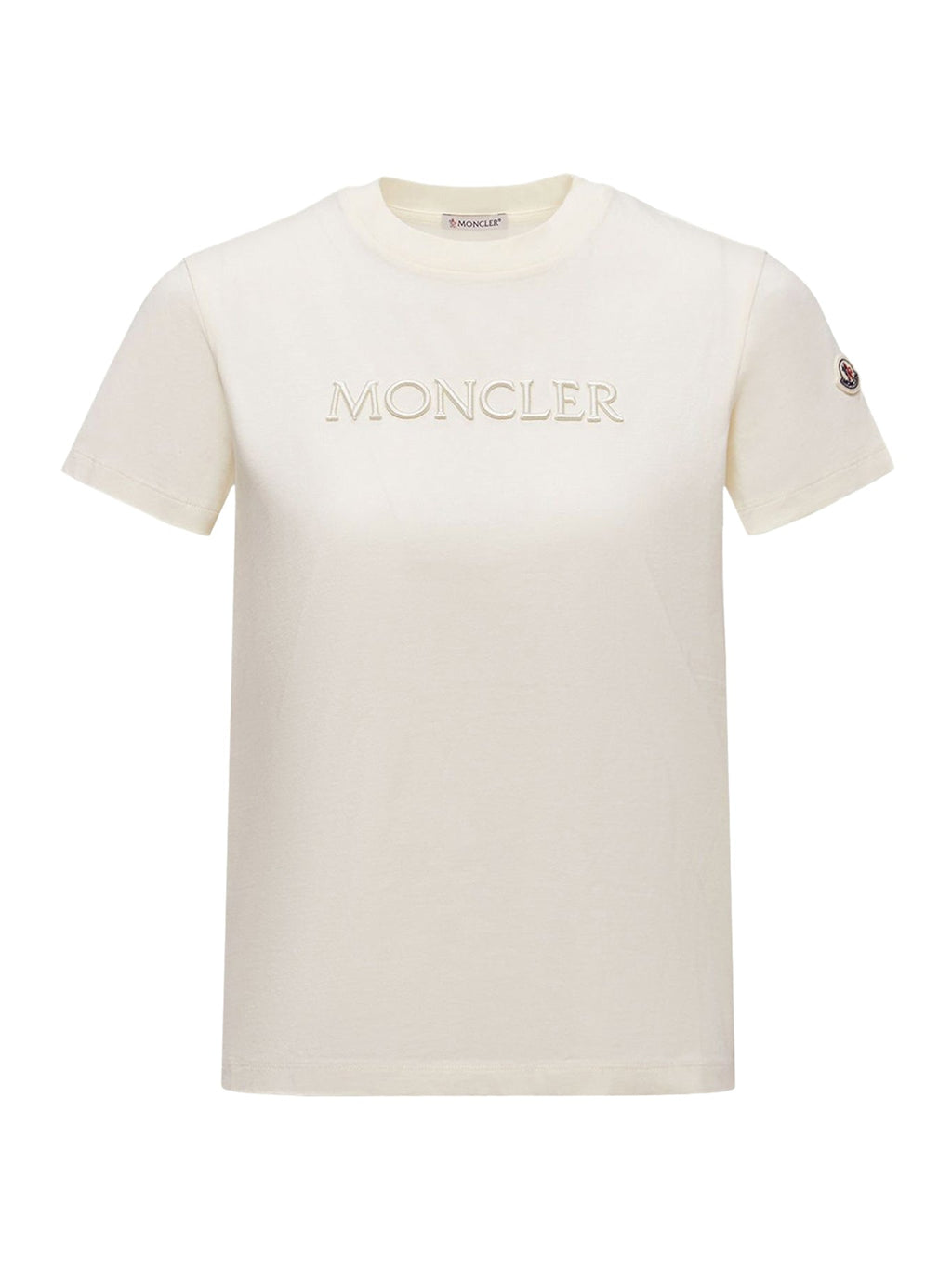 Cotton T-Shirt With Embroidered Tone-On-Tone Logo Moncler оригінал – Купити в Україні – боковий вид