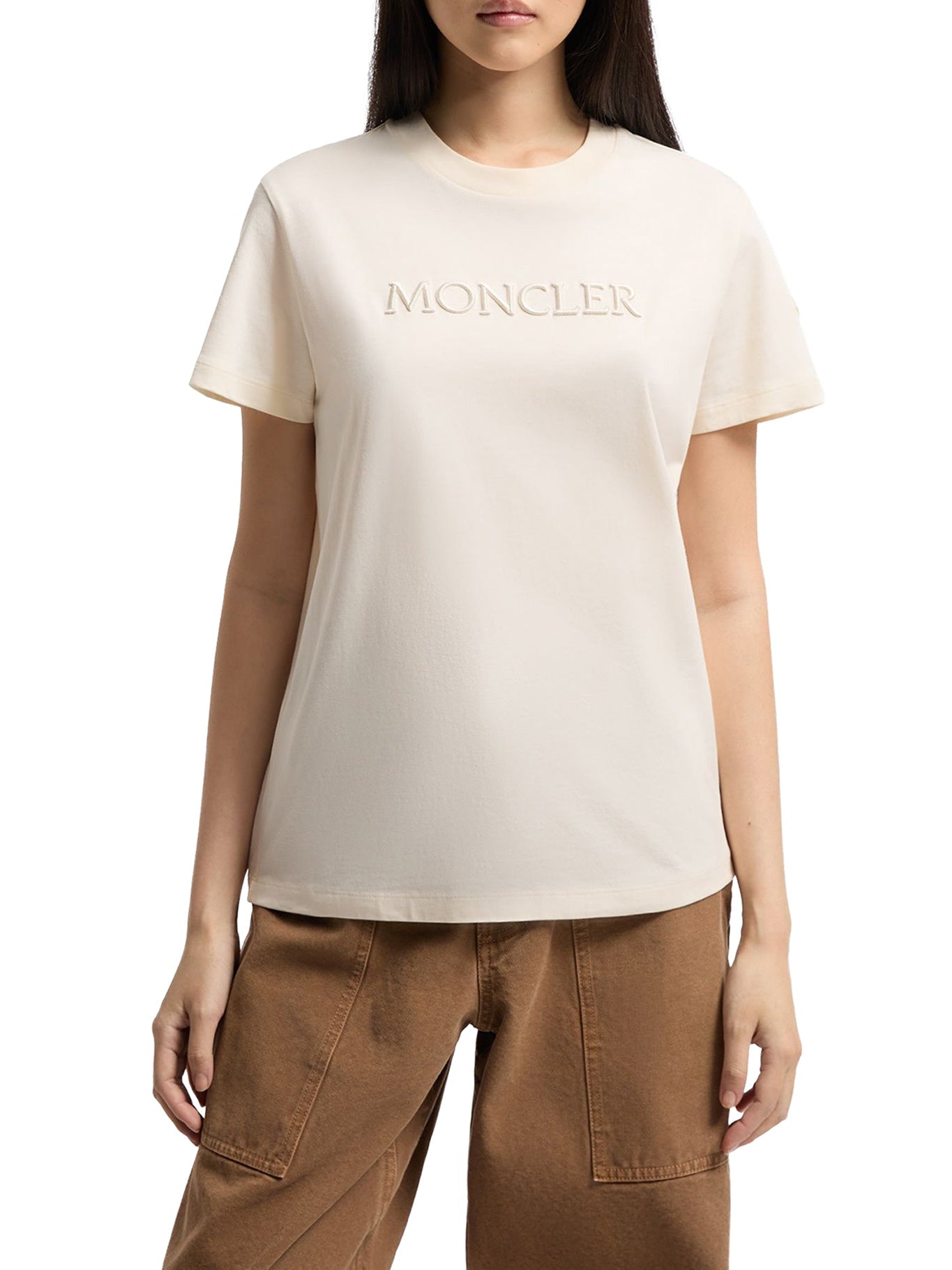 Cotton T-Shirt With Embroidered Tone-On-Tone Logo Moncler оригінал – Купити в Україні – детальний вид
