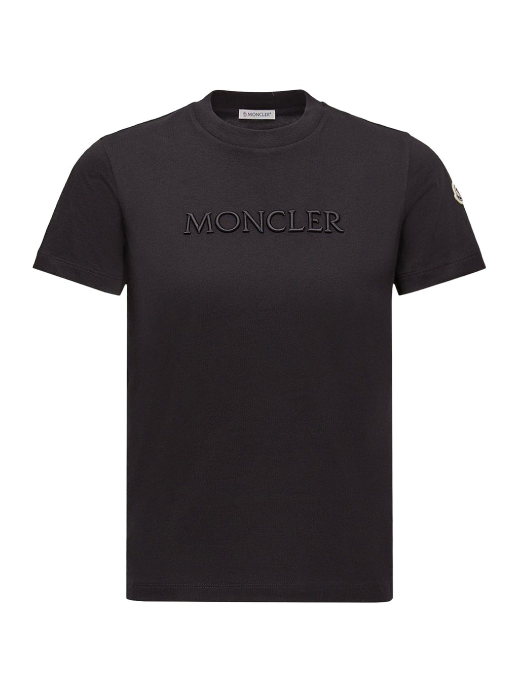 Cotton T-Shirt With Embroidered Tone-On-Tone Logo Moncler оригінал – Купити в Україні – боковий вид