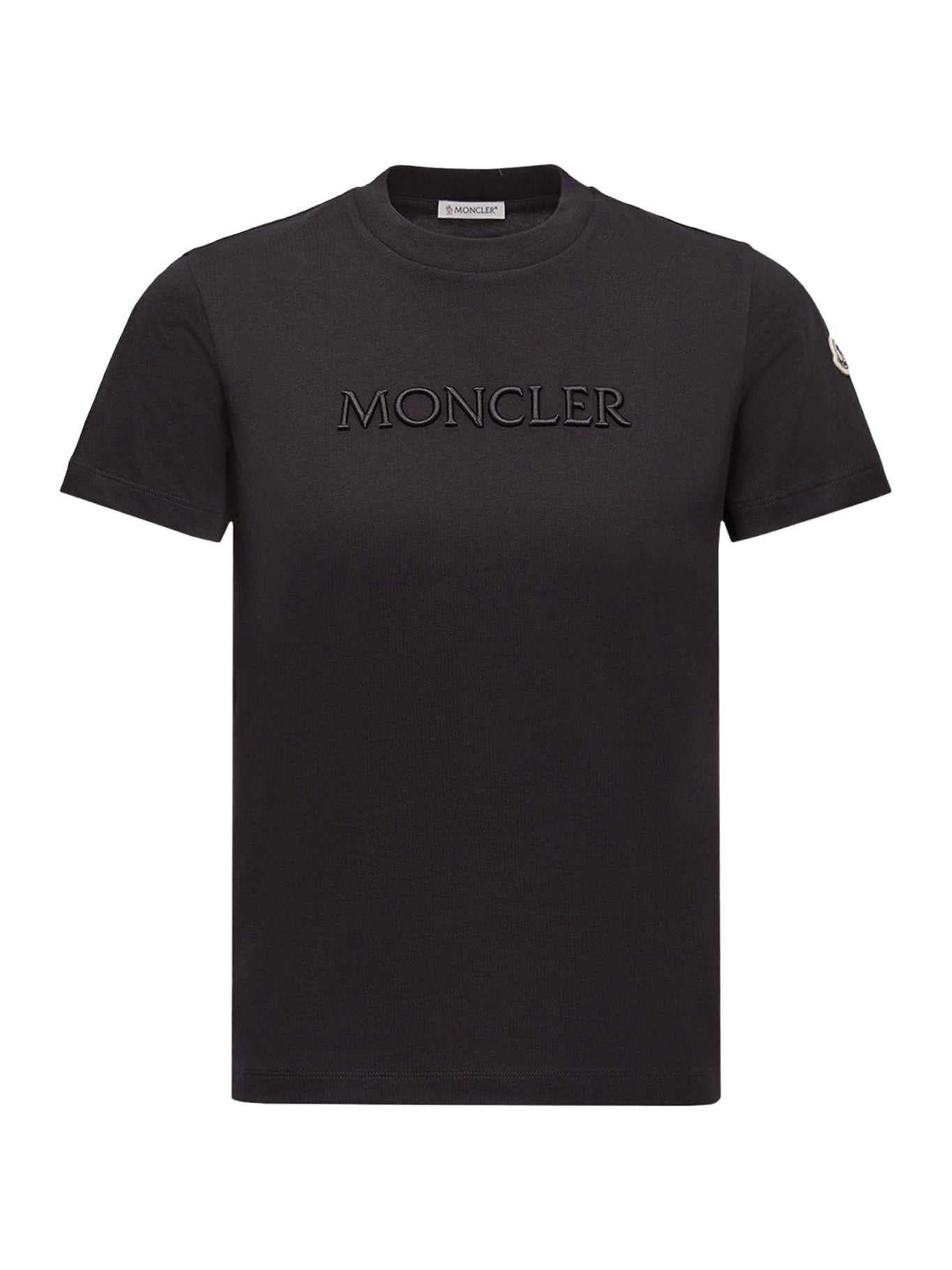 Cotton T-Shirt With Embroidered Tone-On-Tone Logo Moncler оригінал – Купити в Україні – боковий вид