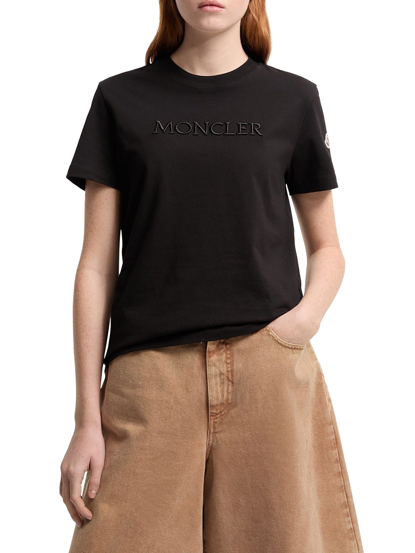 Cotton T-Shirt With Embroidered Tone-On-Tone Logo Moncler оригінал – Купити в Україні – детальний вид