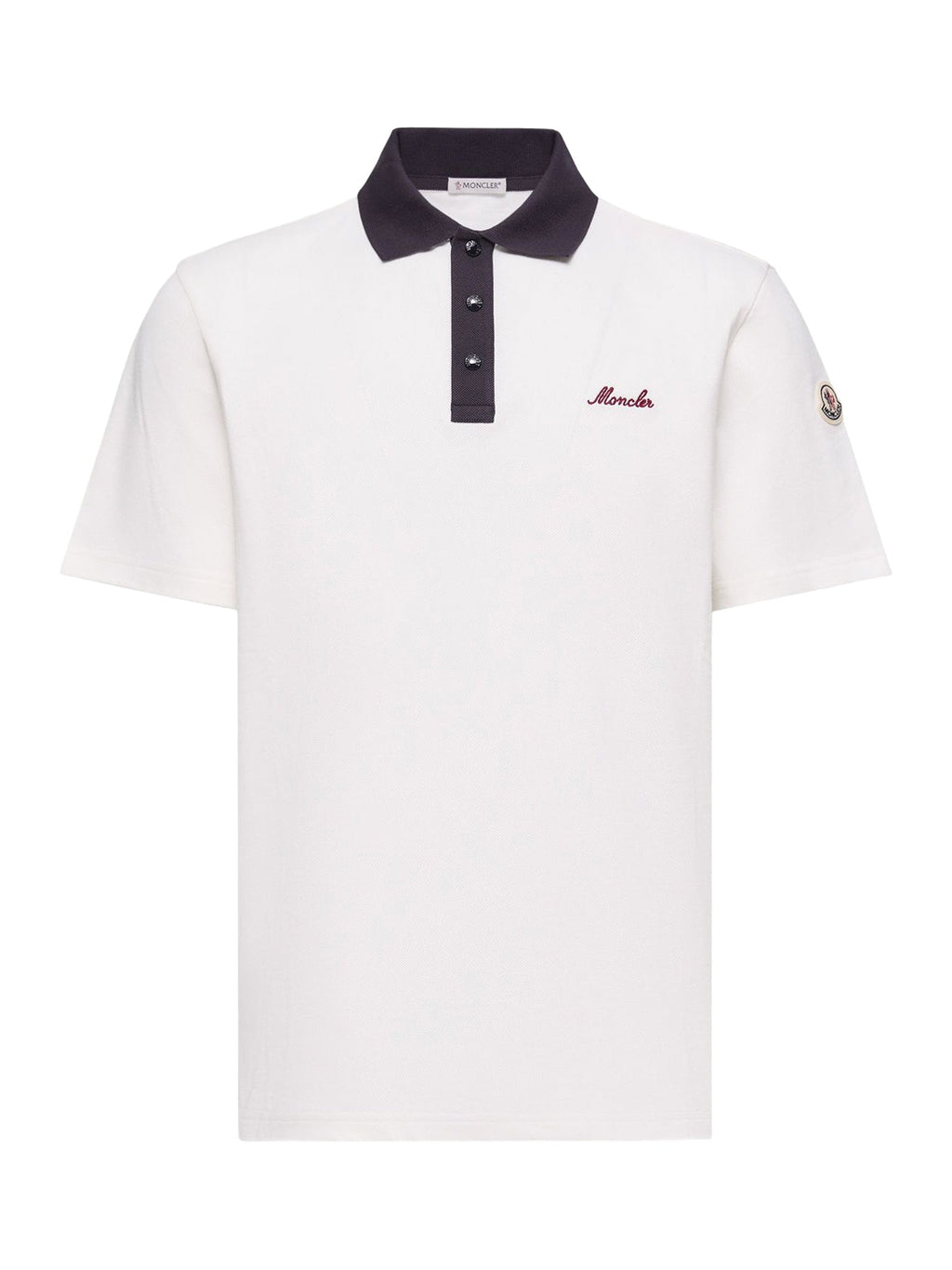 Cotton Piquet Polo Shirt With Embroidered Logo Moncler оригінал – Купити в Україні – боковий вид