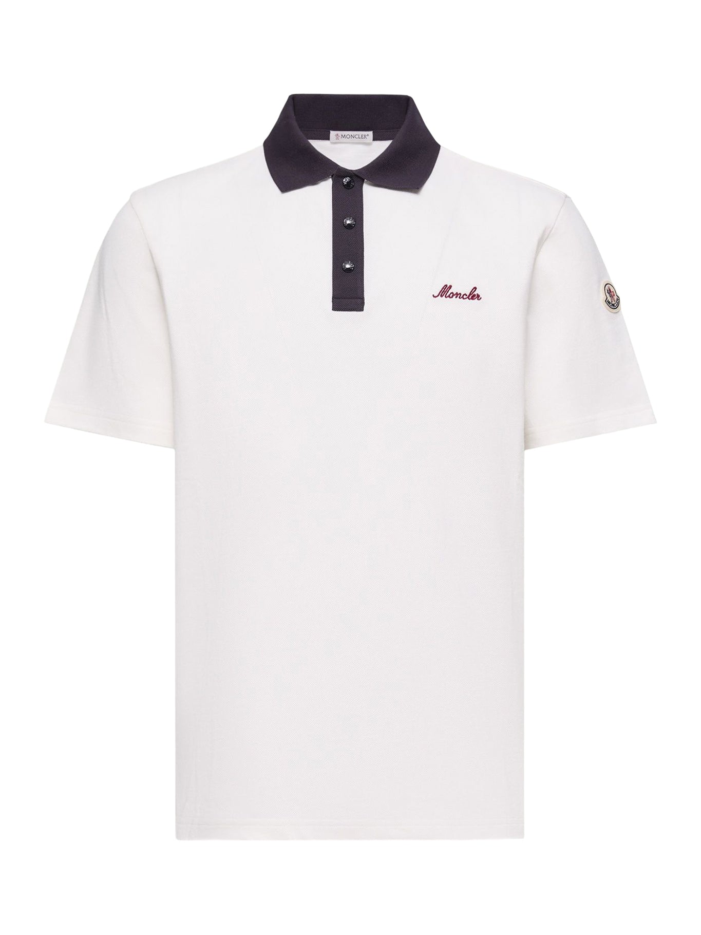 Cotton Piquet Polo Shirt With Embroidered Logo Moncler оригінал – Купити в Україні – боковий вид