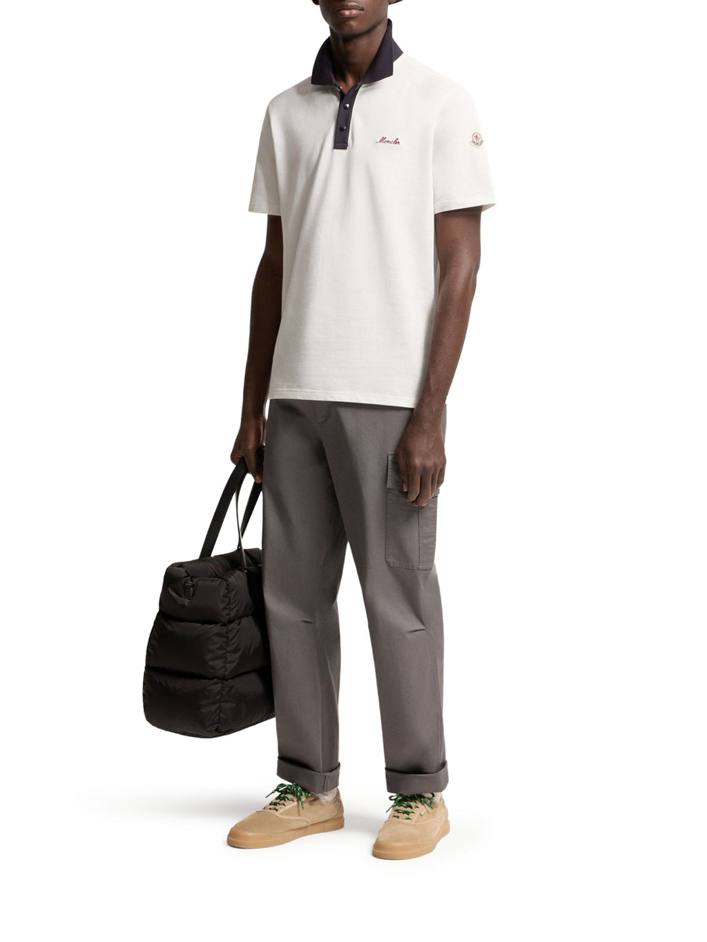 Cotton Piquet Polo Shirt With Embroidered Logo Moncler оригінал – Купити в Україні – вид ззаду