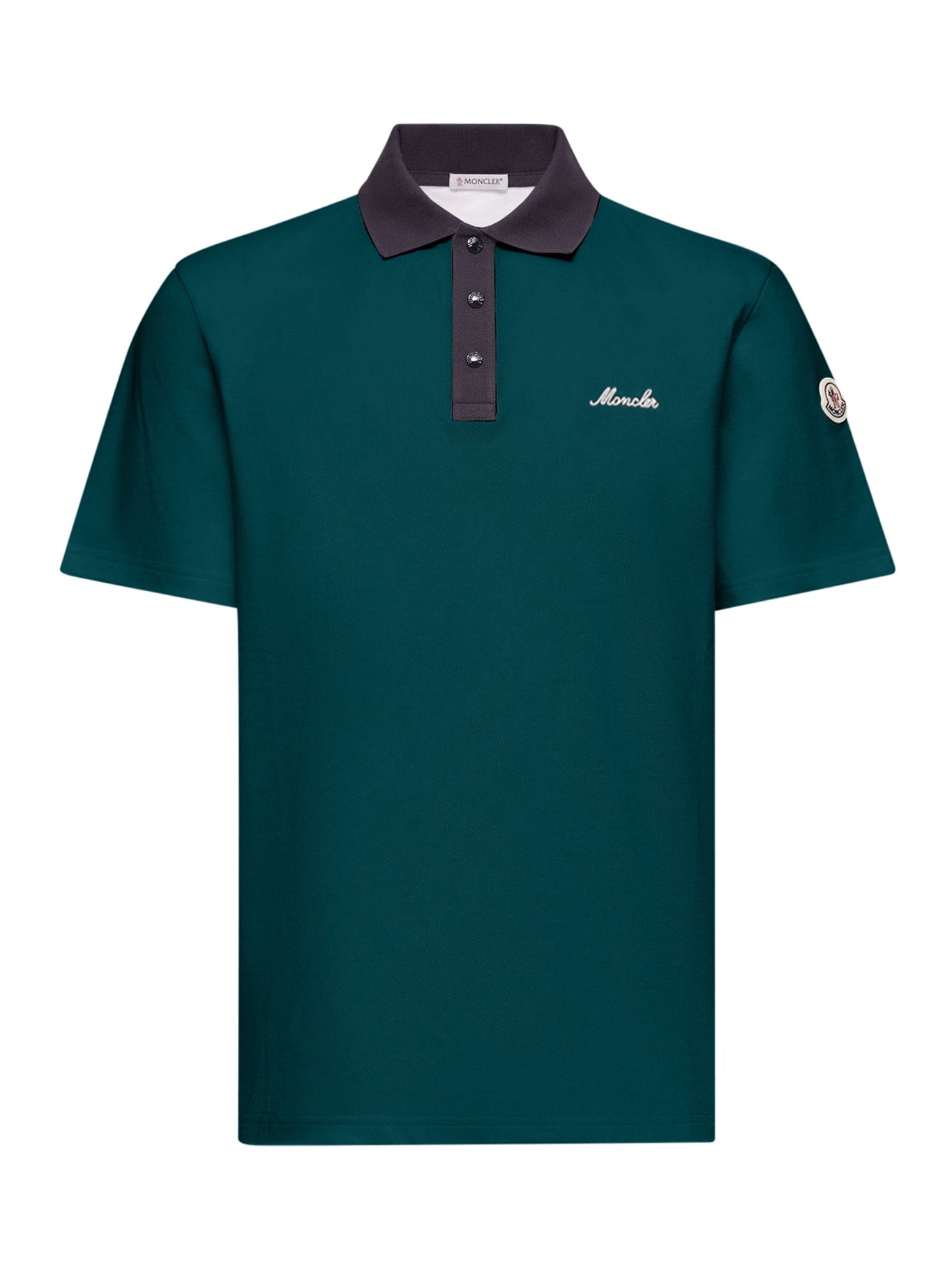 Cotton Piquet Polo Shirt With Embroidered Logo Moncler оригінал – Купити в Україні – боковий вид