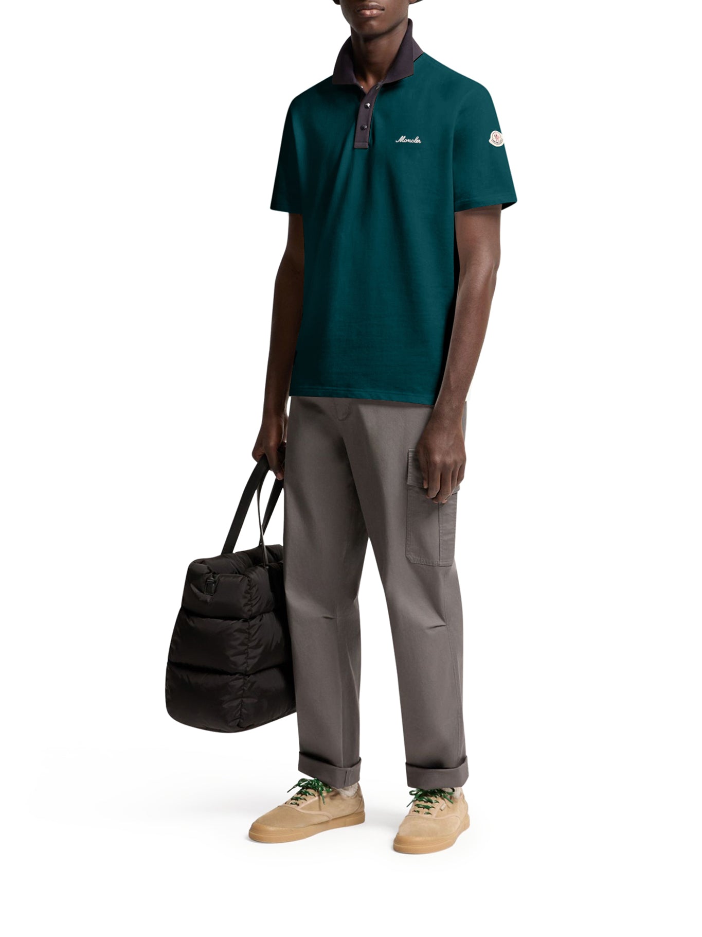 Cotton Piquet Polo Shirt With Embroidered Logo Moncler оригінал – Купити в Україні – вид ззаду