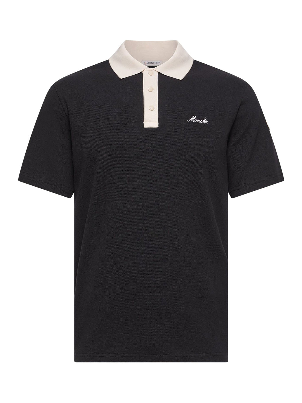 Cotton Piquet Polo Shirt With Embroidered Logo Moncler оригінал – Купити в Україні – боковий вид