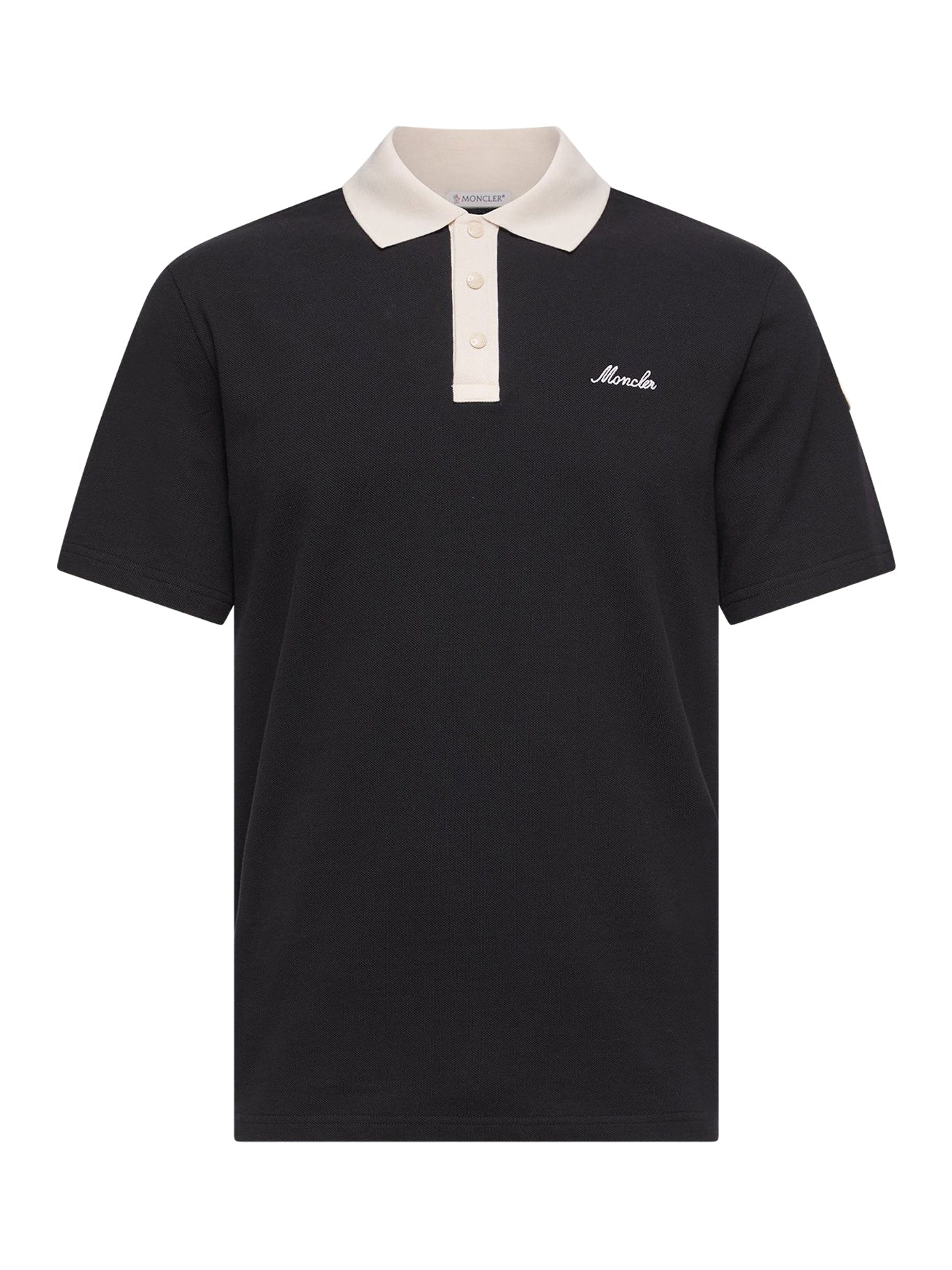 Cotton Piquet Polo Shirt With Embroidered Logo Moncler оригінал – Купити в Україні – боковий вид
