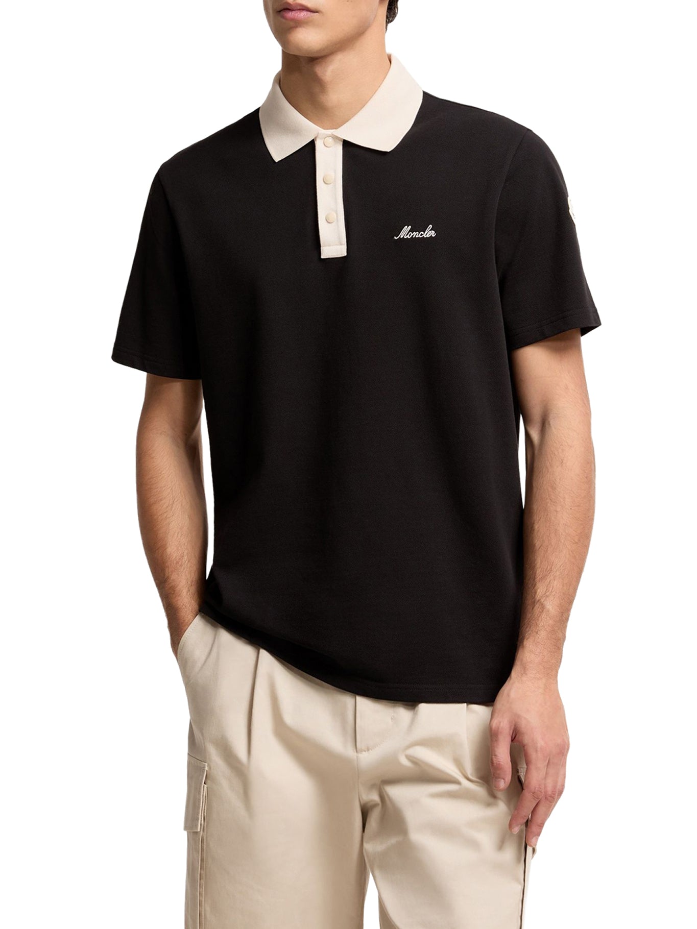 Cotton Piquet Polo Shirt With Embroidered Logo Moncler оригінал – Купити в Україні – детальний вид