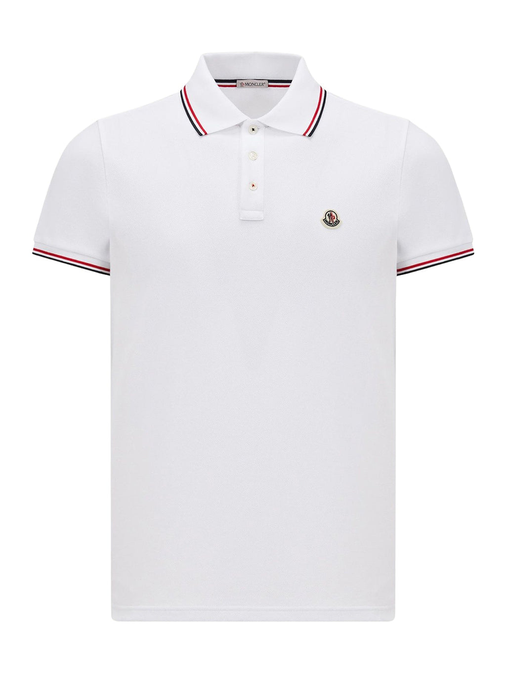 Cotton Piquet Polo Shirt With Tricolor Trim Moncler – Гарантія оригінальності – боковий вид