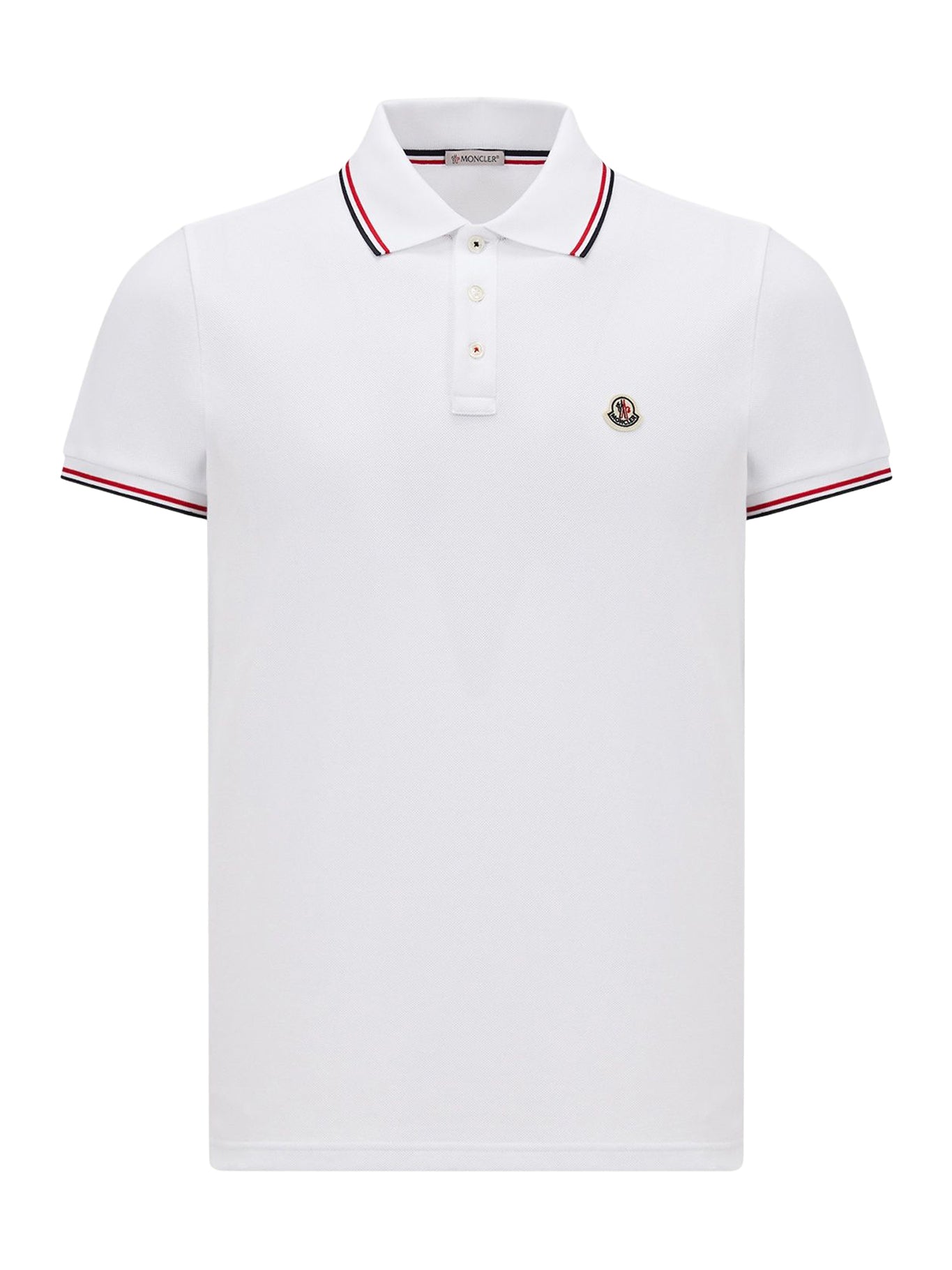 Cotton Piquet Polo Shirt With Tricolor Trim Moncler – Гарантія оригінальності – боковий вид