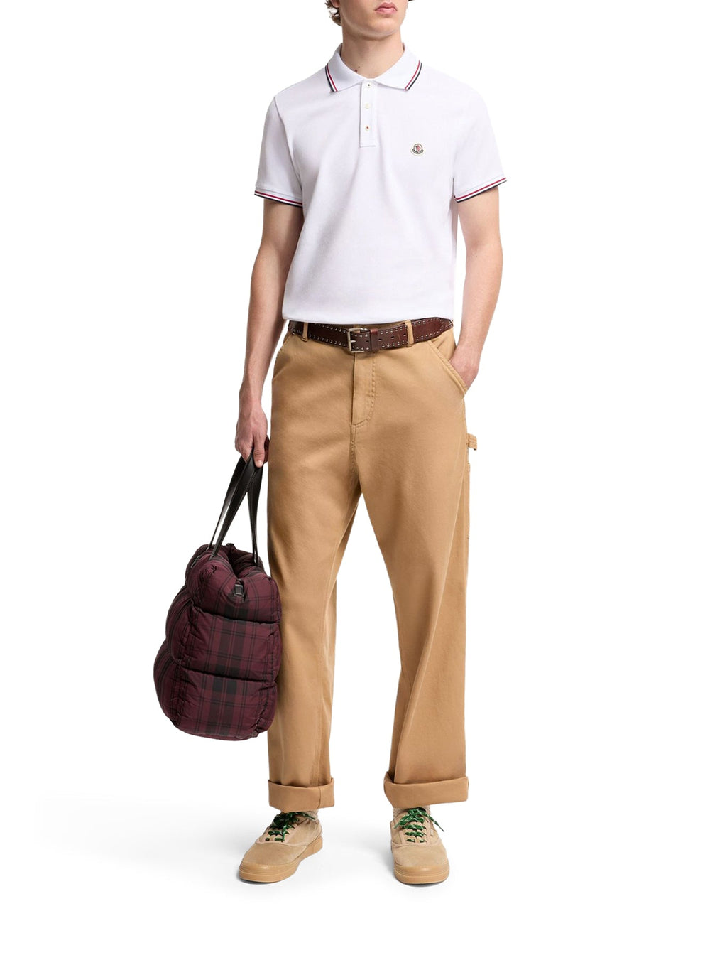 Cotton Piquet Polo Shirt With Tricolor Trim Moncler – Гарантія оригінальності – вид ззаду
