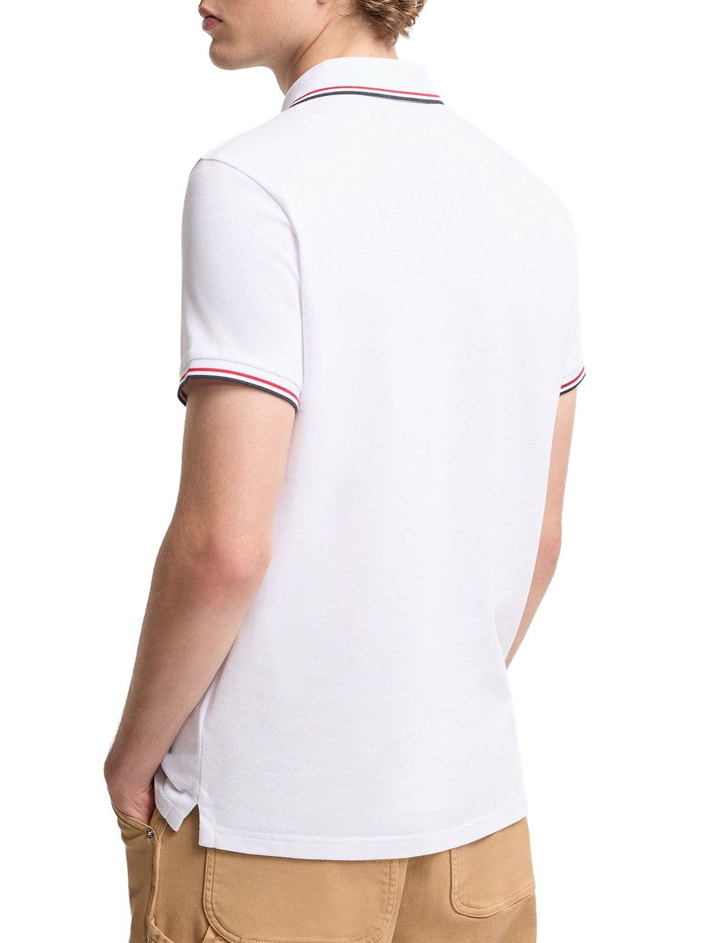Cotton Piquet Polo Shirt With Tricolor Trim Moncler – Гарантія оригінальності – збільшений вид