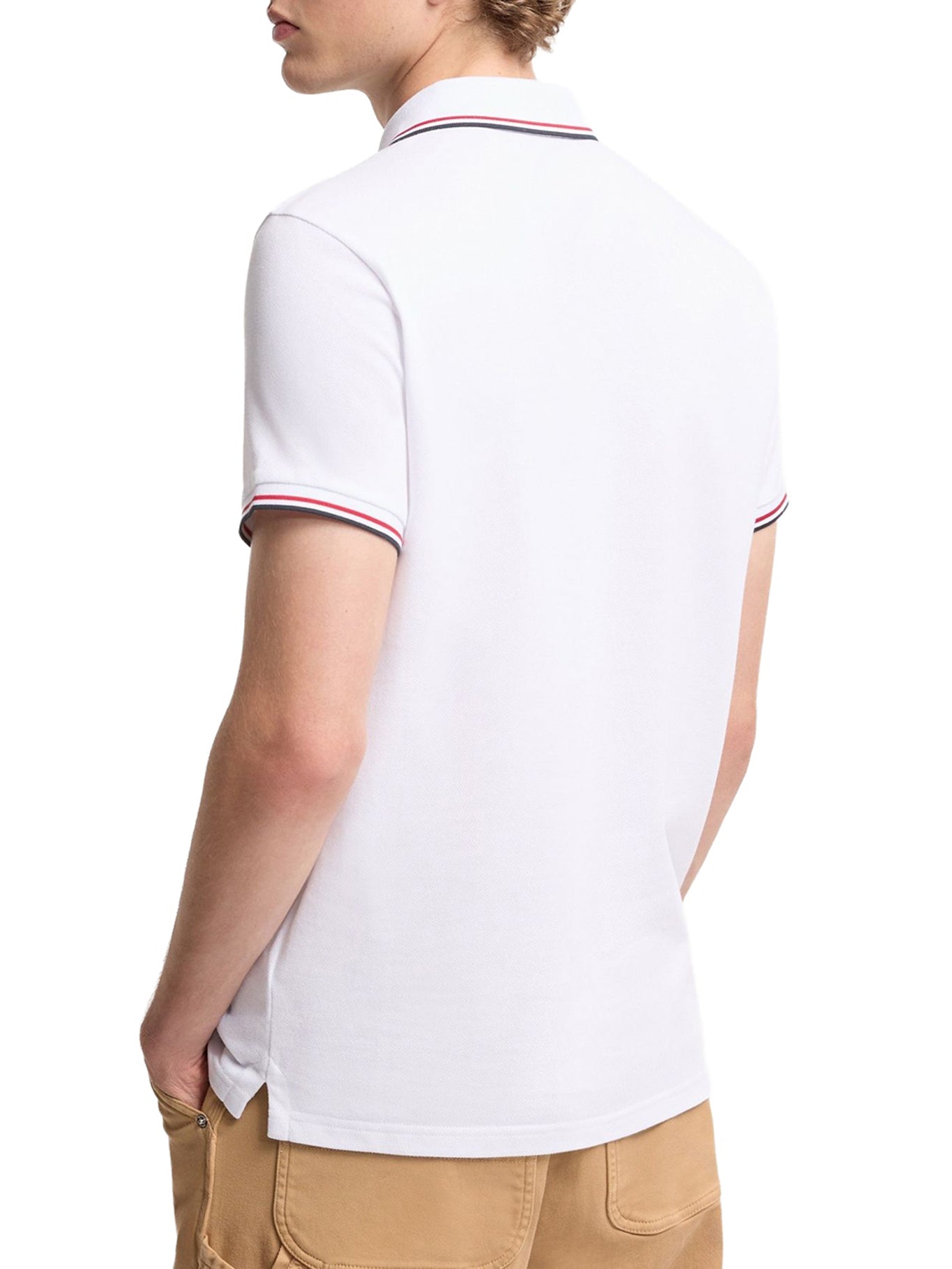 Cotton Piquet Polo Shirt With Tricolor Trim Moncler – Гарантія оригінальності – збільшений вид
