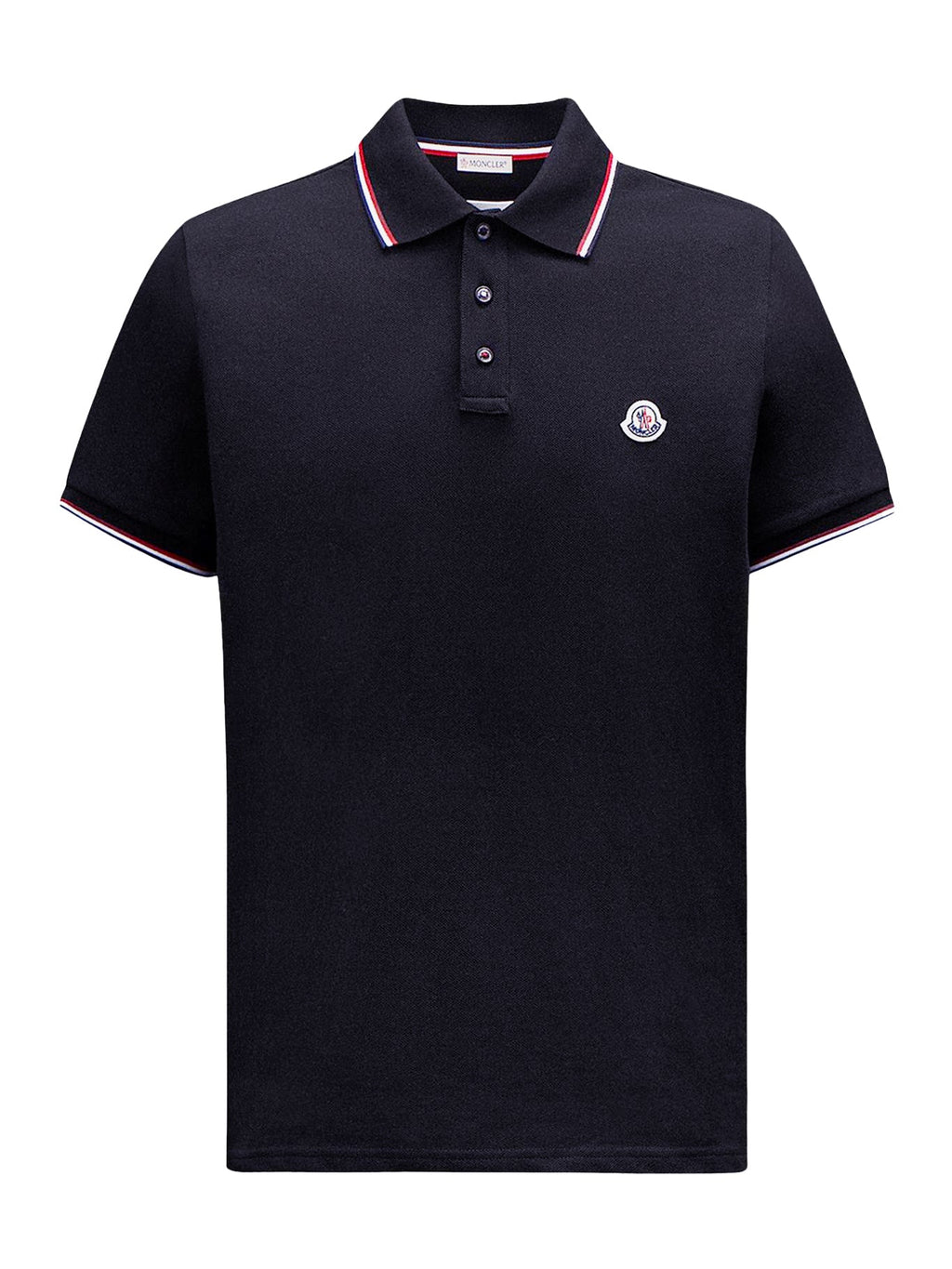 Cotton Piquet Polo Shirt With Tricolor Trim Moncler – Гарантія оригінальності – боковий вид