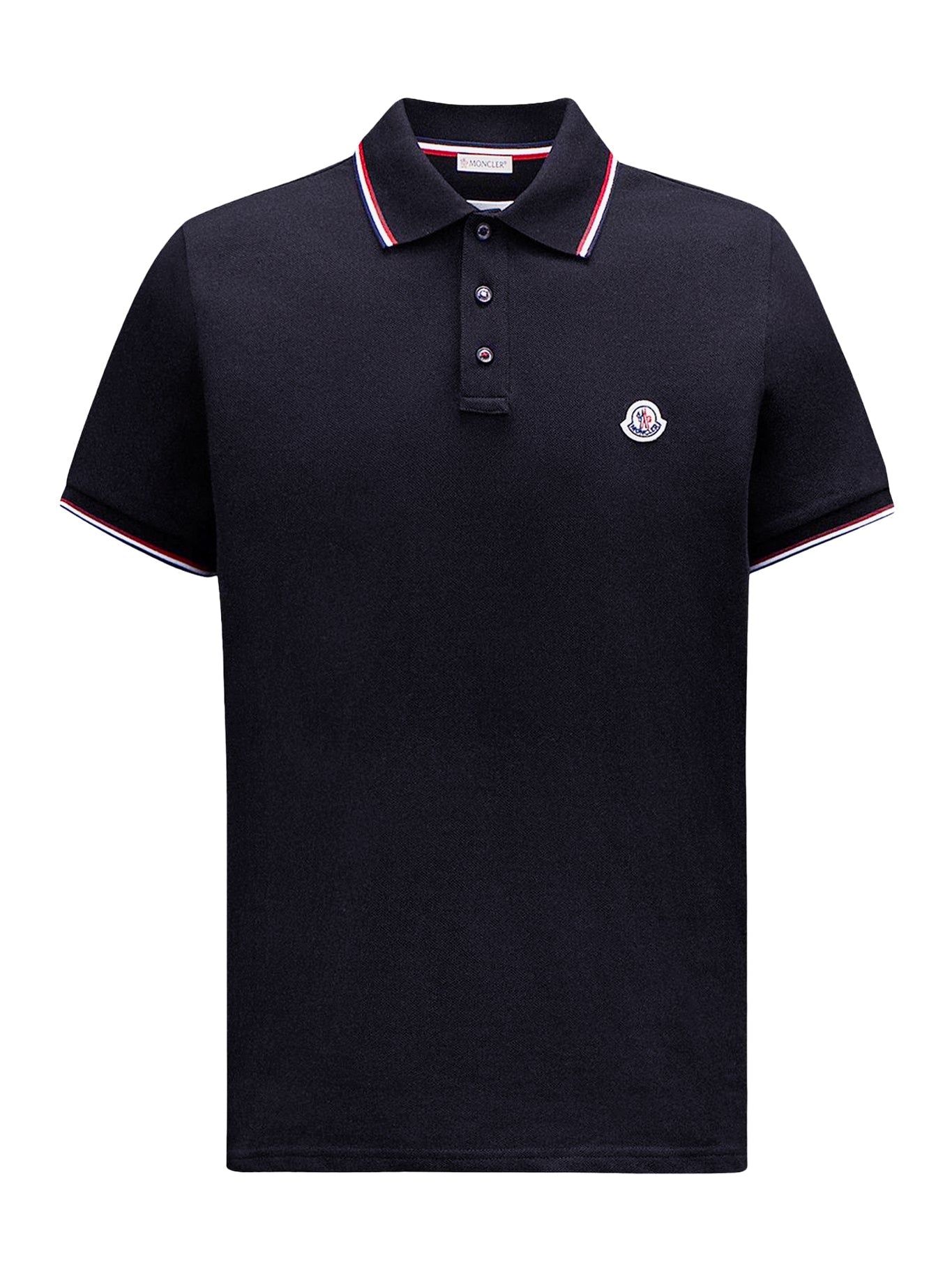 Cotton Piquet Polo Shirt With Tricolor Trim Moncler – Гарантія оригінальності – боковий вид