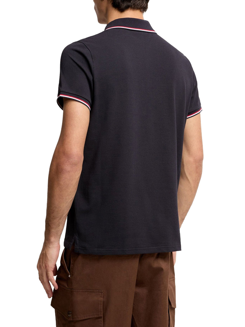 Cotton Piquet Polo Shirt With Tricolor Trim Moncler – Гарантія оригінальності – збільшений вид