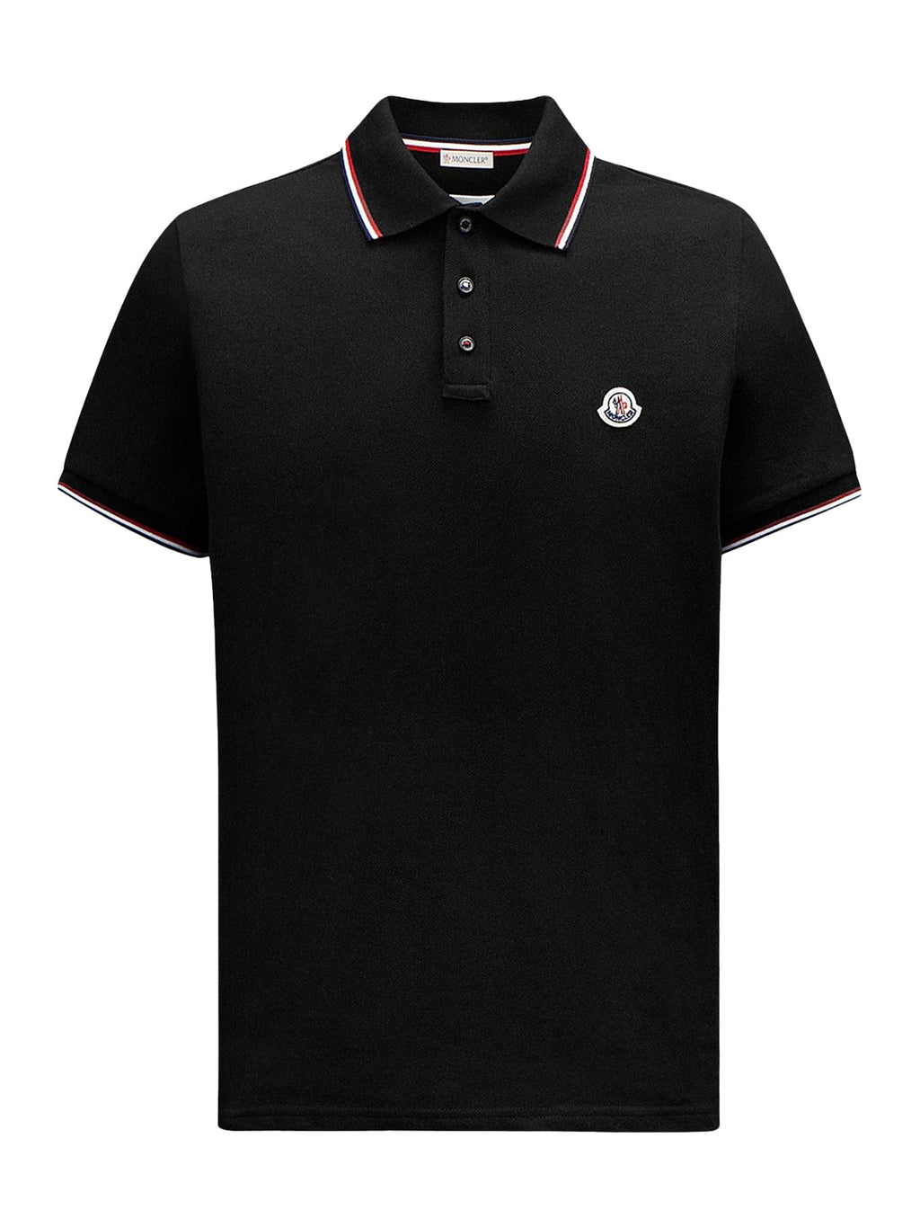 Cotton Piquet Polo Shirt With Tricolor Trim Moncler – Гарантія оригінальності – боковий вид