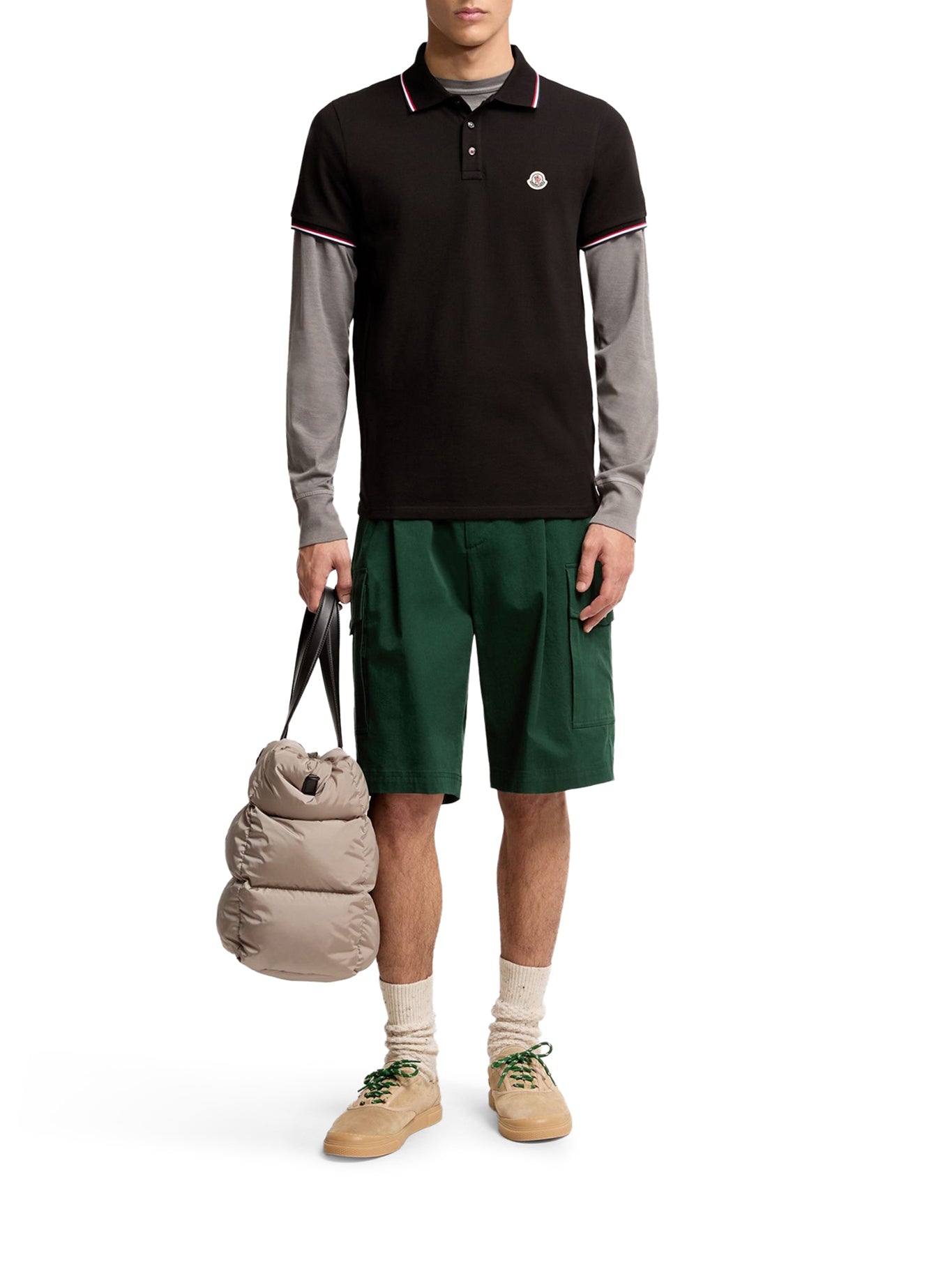 Cotton Piquet Polo Shirt With Tricolor Trim Moncler – Гарантія оригінальності – вид ззаду