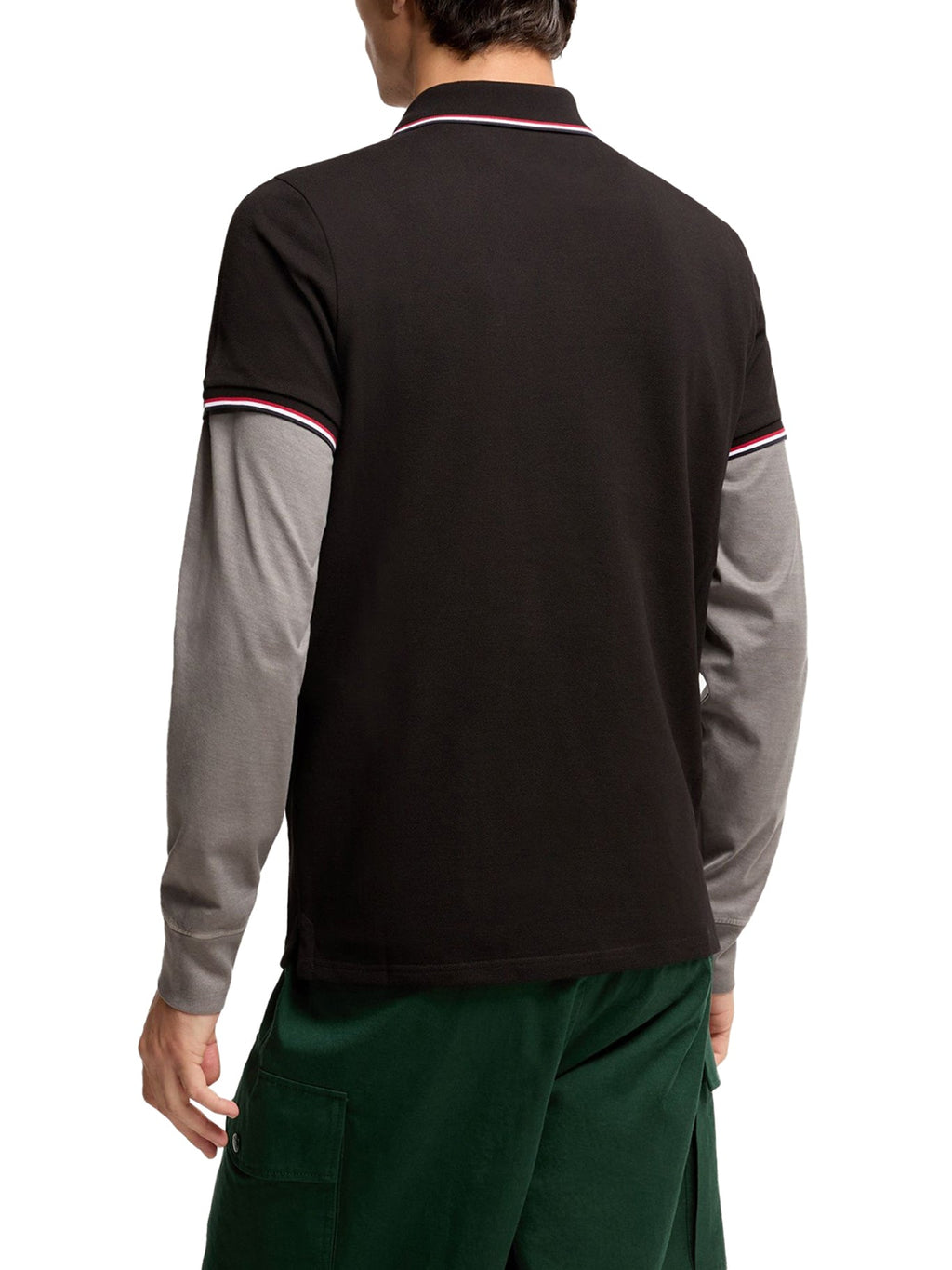 Cotton Piquet Polo Shirt With Tricolor Trim Moncler – Гарантія оригінальності – збільшений вид