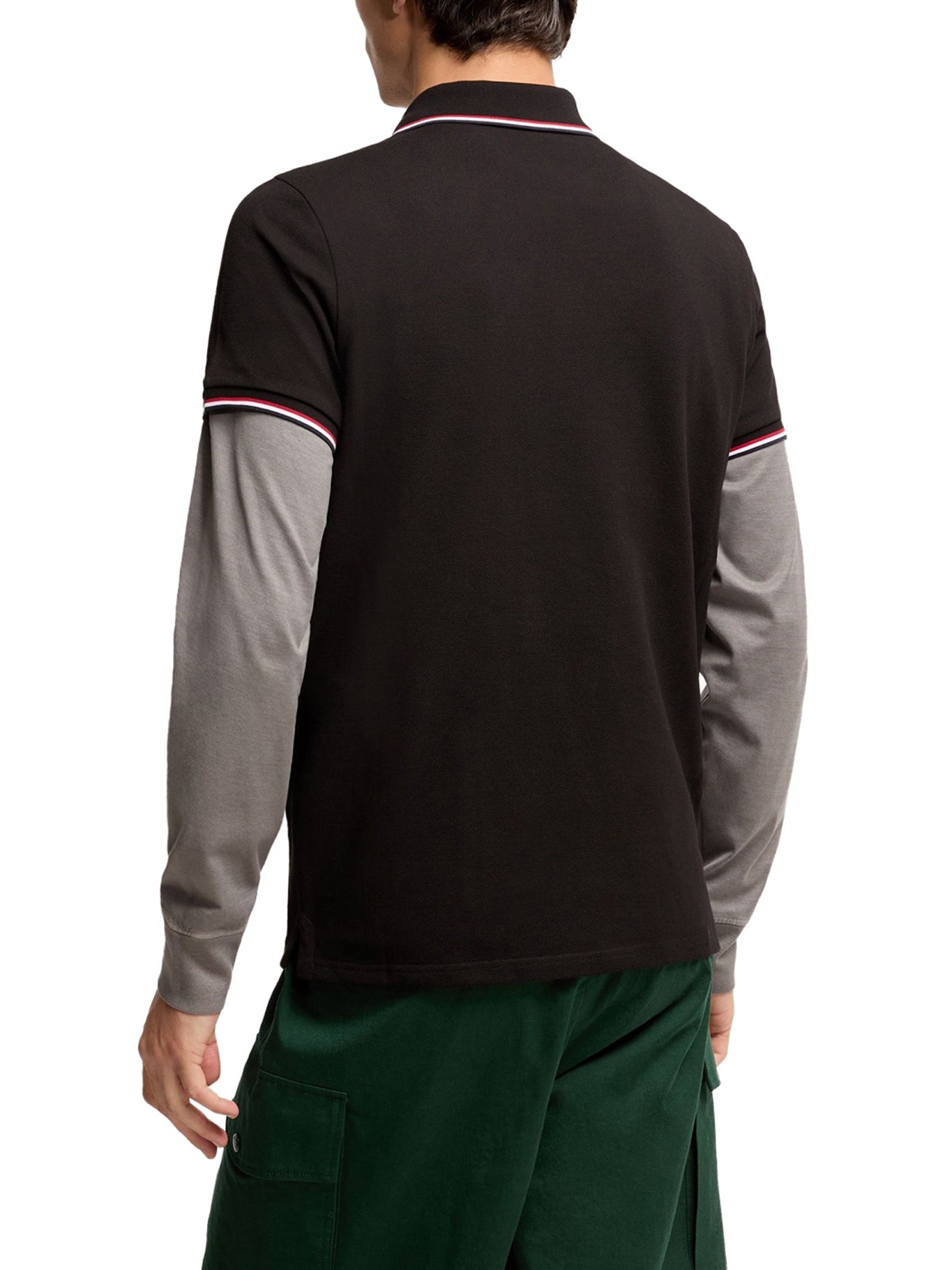 Cotton Piquet Polo Shirt With Tricolor Trim Moncler – Гарантія оригінальності – збільшений вид