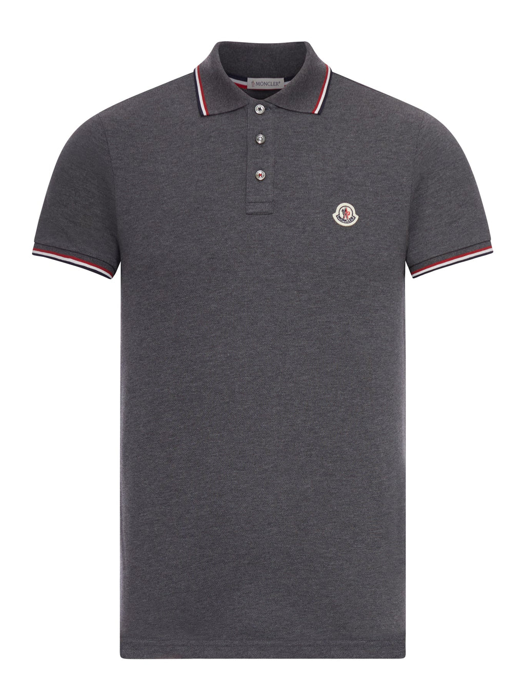 Cotton Piquet Polo Shirt With Tricolor Trim Moncler – Гарантія оригінальності – боковий вид