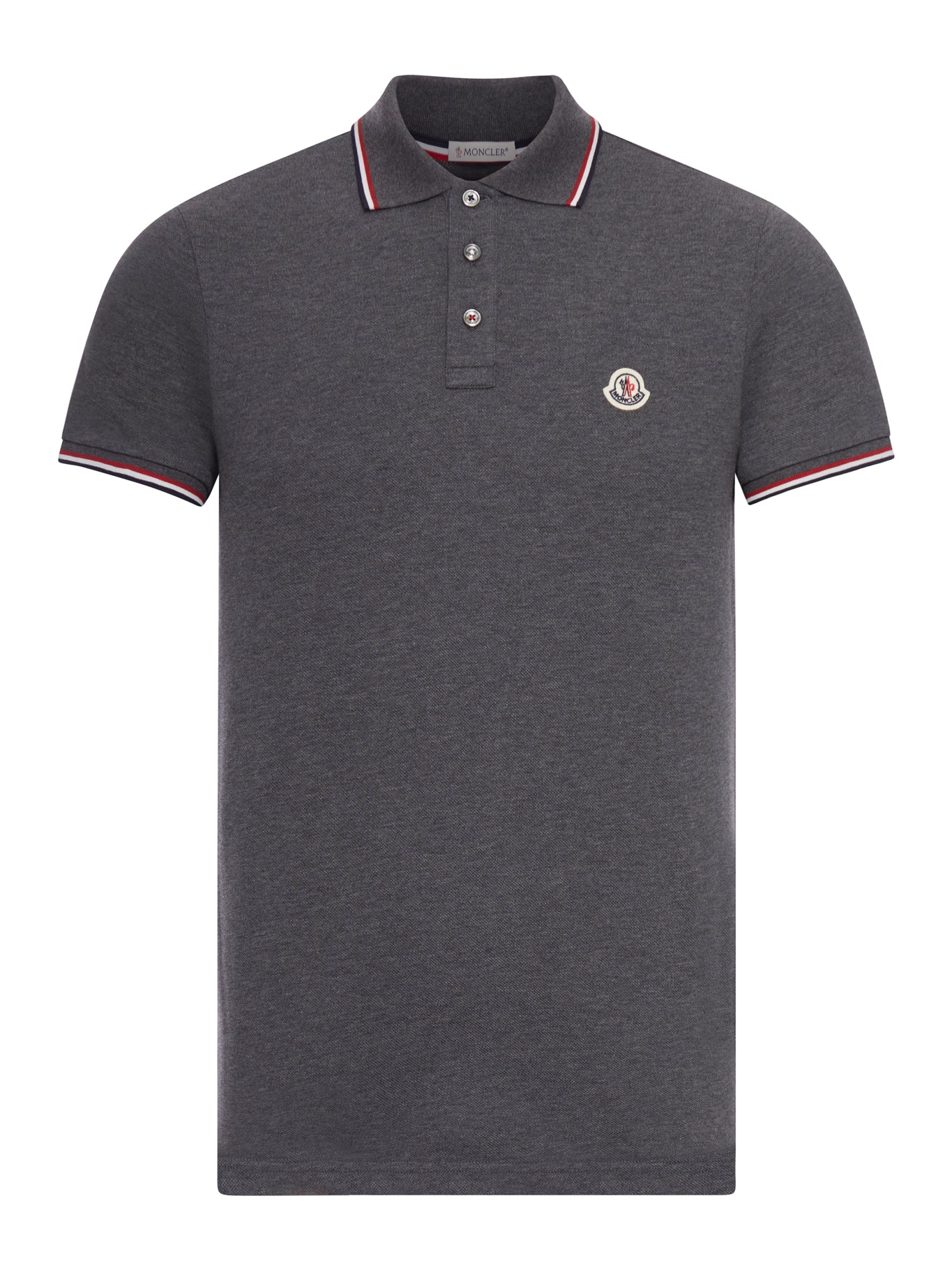 Cotton Piquet Polo Shirt With Tricolor Trim Moncler – Гарантія оригінальності – боковий вид
