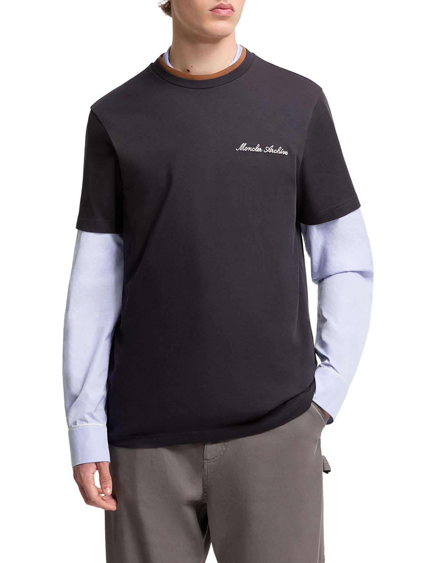 Cotton T-Shirt With Embroidered Logo Moncler – Гарантія оригінальності – детальний вид