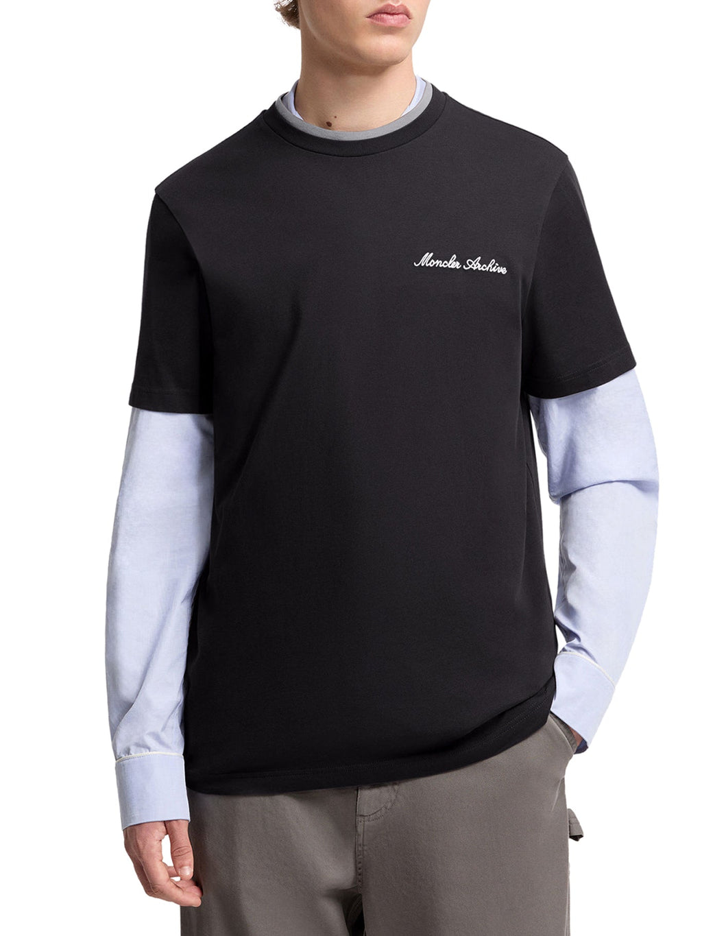 Cotton T-Shirt With Embroidered Logo Moncler – Гарантія оригінальності – детальний вид