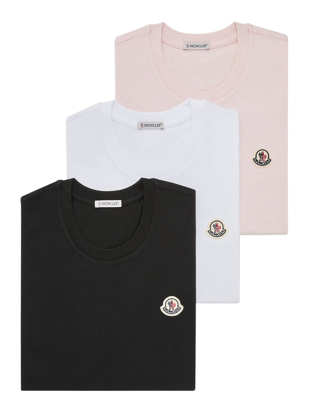 Set Of Three Cotton T-Shirts With Logo Patch Moncler – Гарантія оригінальності – боковий вид