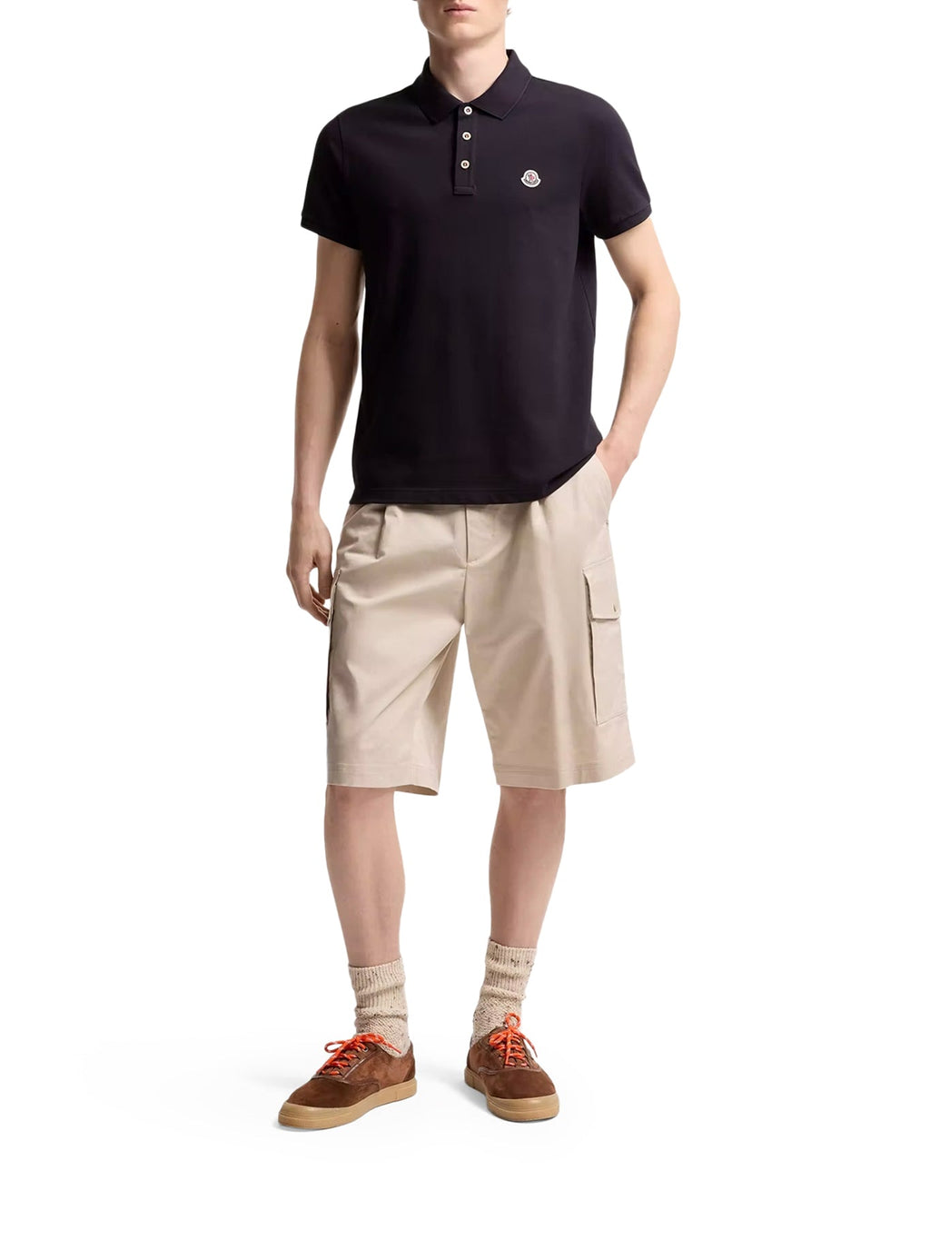 Cotton Polo Shirt With Logo Patch Moncler – Гарантія оригінальності – вид ззаду
