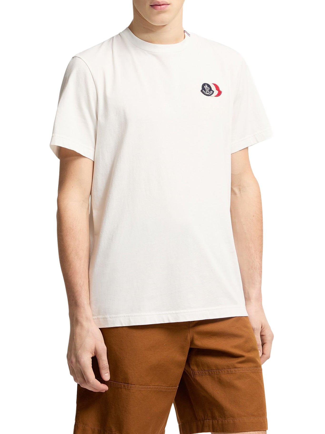 Cotton T-Shirt With Embroidered Tricolor Logo Moncler оригінал – Купити в Україні – детальний вид