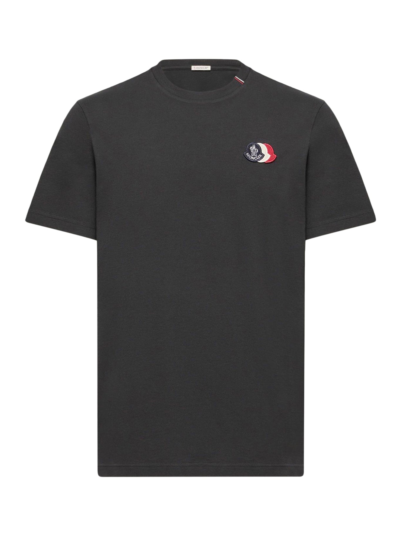 Navy Blue Cotton T-Shirt With Embroidered Tricolor Logo Moncler оригінал – Купити в Україні – боковий вид