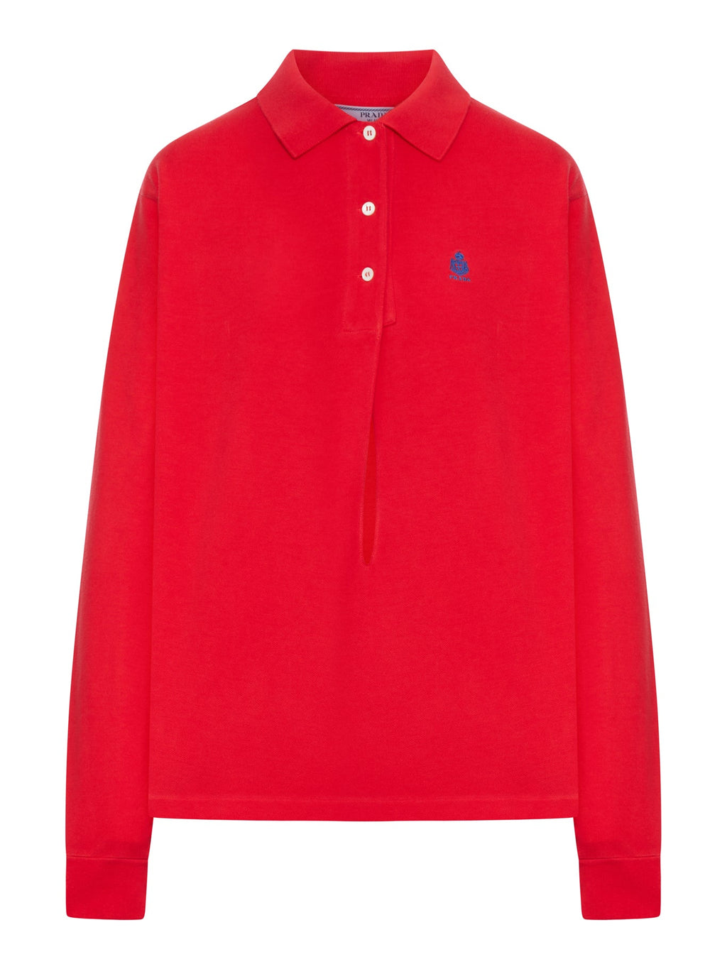 Long-Sleeved Cotton Piquet Polo Shirt Prada оригінал – Купити в Україні – боковий вид
