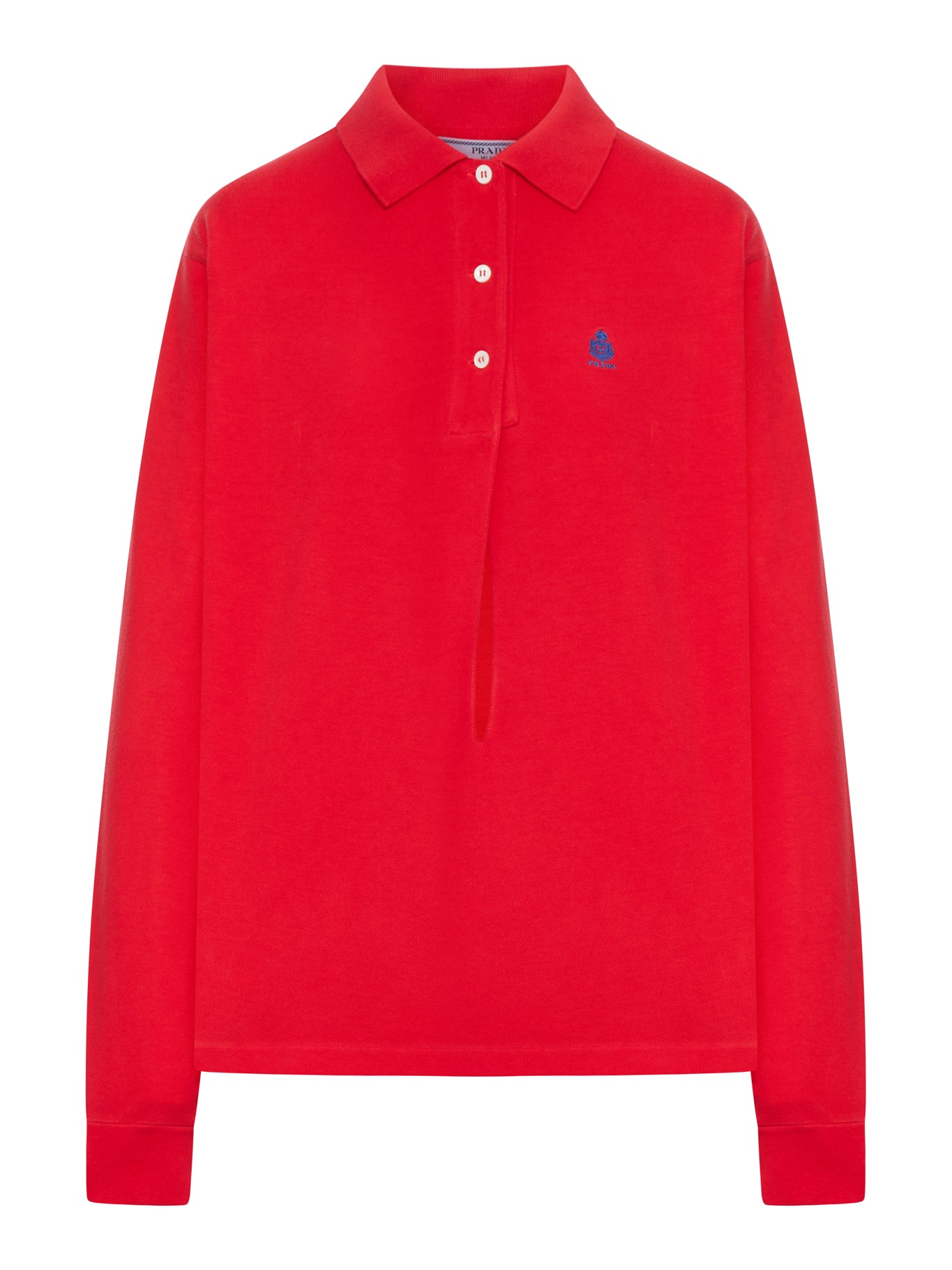 Long-Sleeved Cotton Piquet Polo Shirt Prada оригінал – Купити в Україні – боковий вид