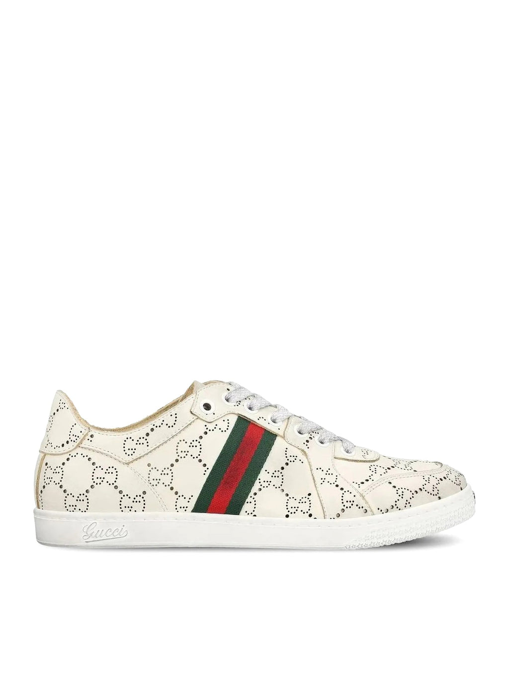 Leather Sneakers With Allover Gg And Web Band Gucci оригінал – Купити в Україні – боковий вид