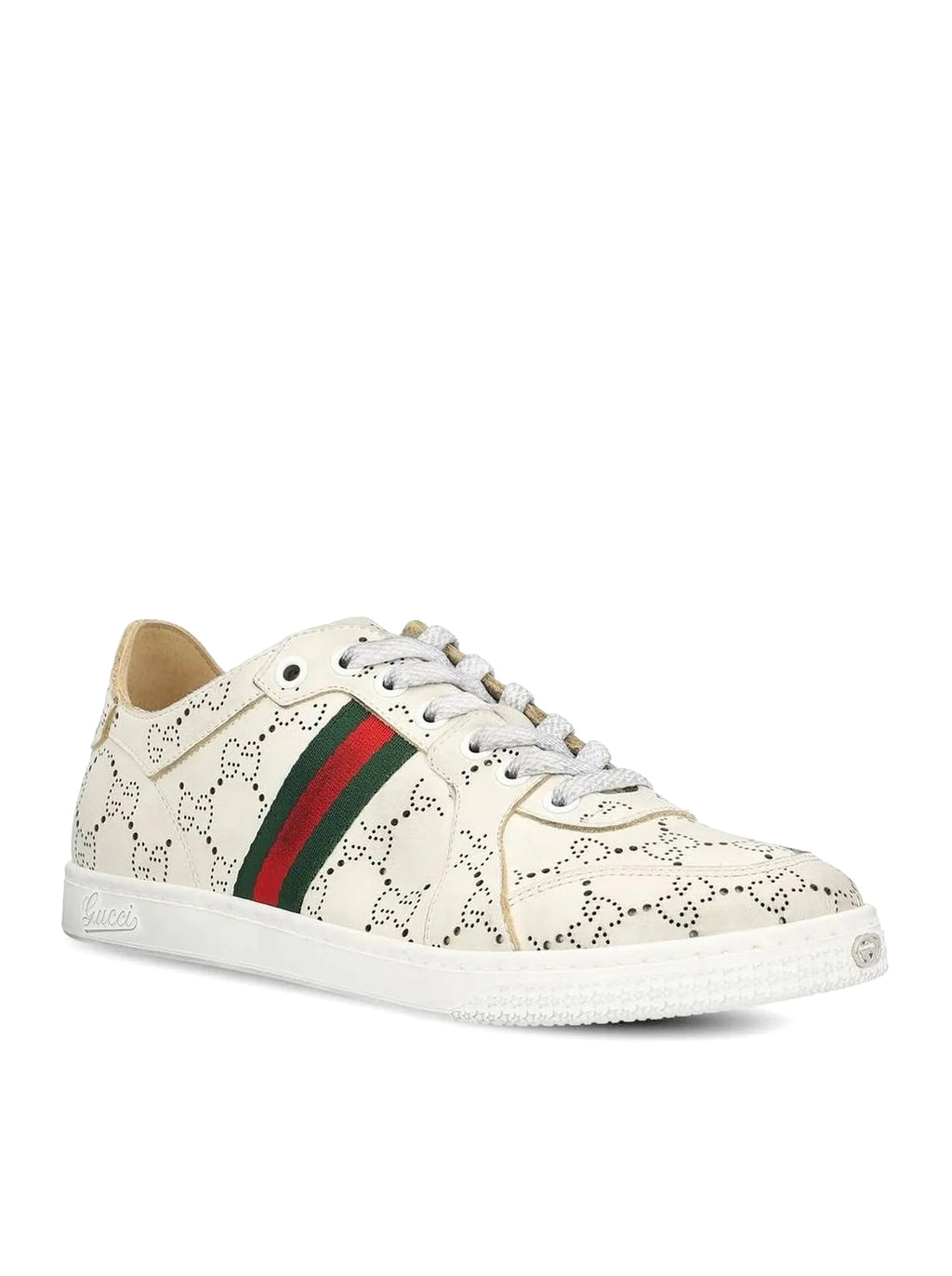 Leather Sneakers With Allover Gg And Web Band Gucci оригінал – Купити в Україні – вид ззаду
