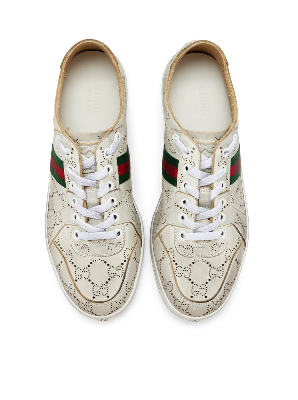 Leather Sneakers With Allover Gg And Web Band Gucci оригінал – Купити в Україні – збільшений вид