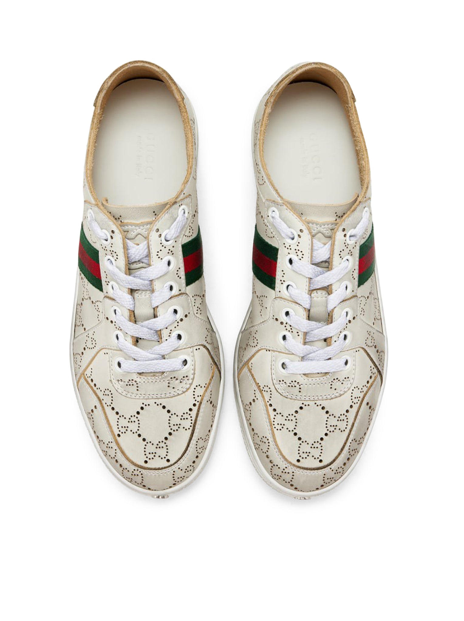Leather Sneakers With Allover Gg And Web Band Gucci оригінал – Купити в Україні – збільшений вид