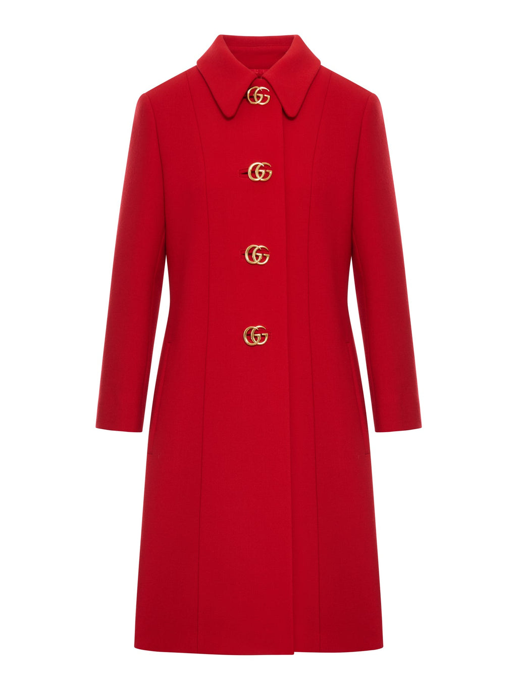 Оригінальна Natté Wool Coat With Double G Button Gucci – боковий вид