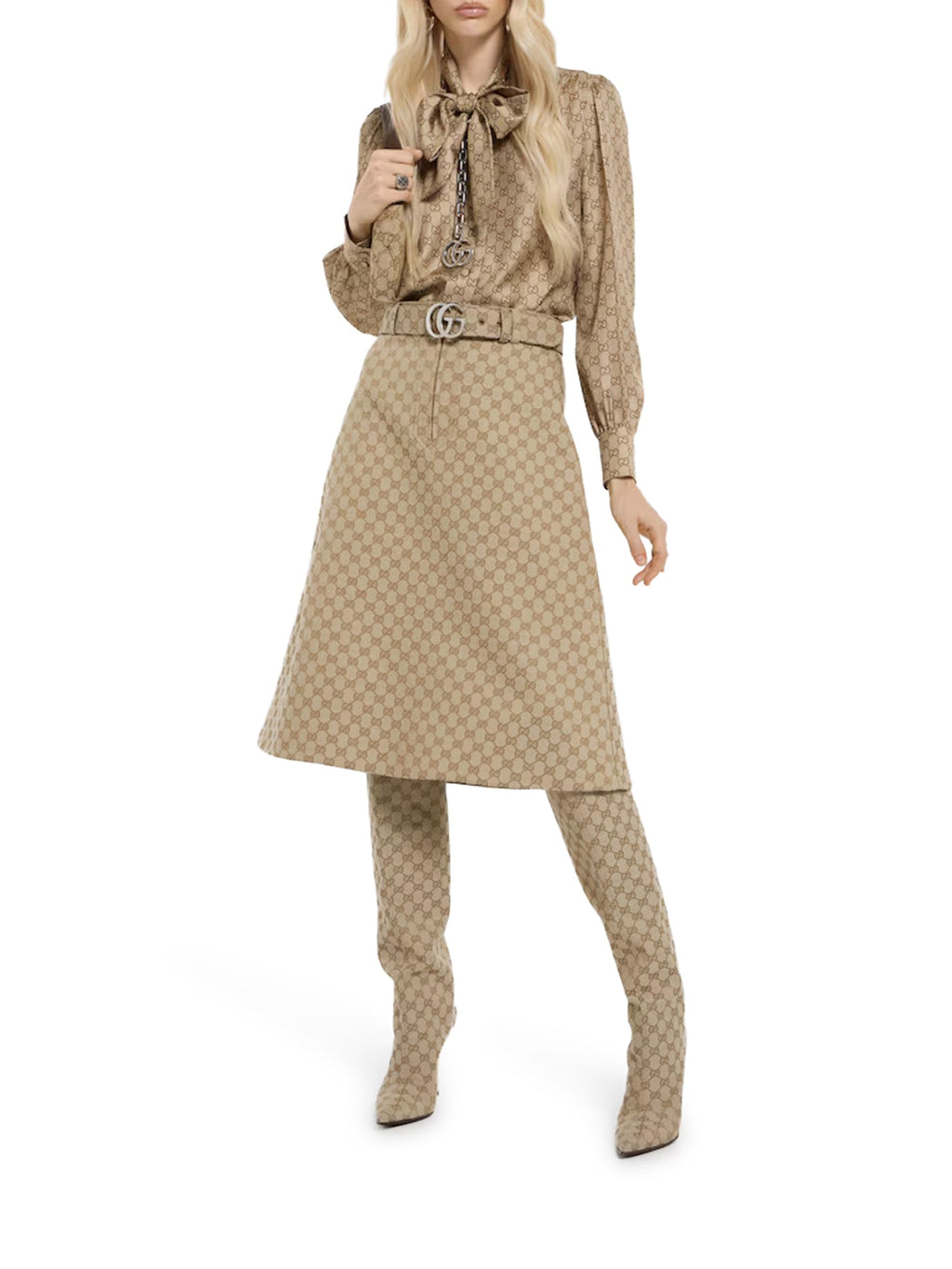 Оригінальна Gg Cotton Canvas Fabric Skirt Gucci – вид ззаду