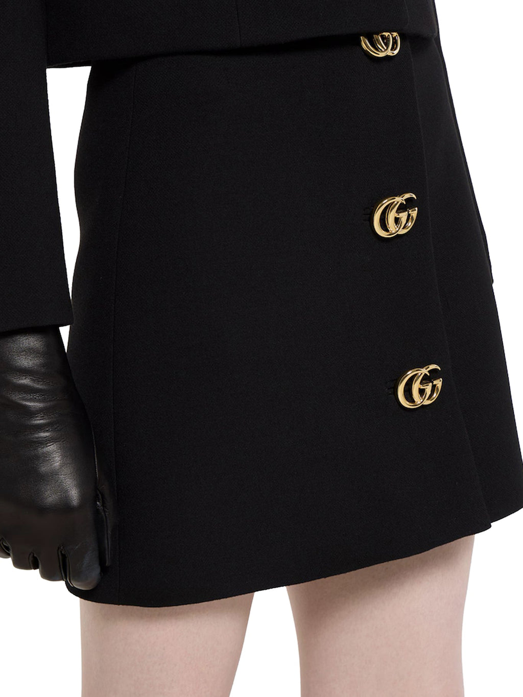 Wool Crepe Skirt With Double G Button Gucci – Гарантія оригінальності – збільшений вид