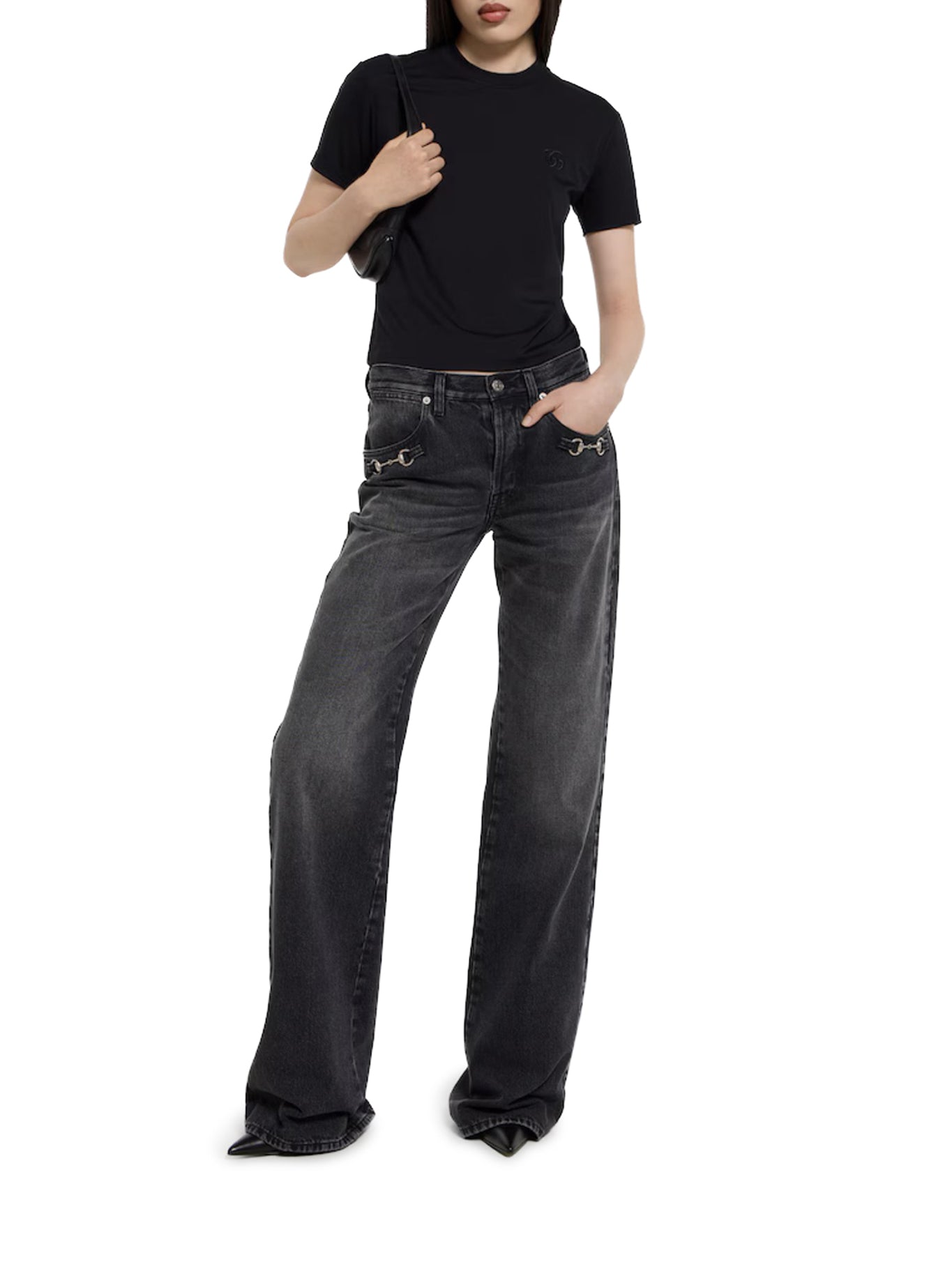 Cotton Denim Trousers With Clamp Gucci – Гарантія оригінальності – вид ззаду